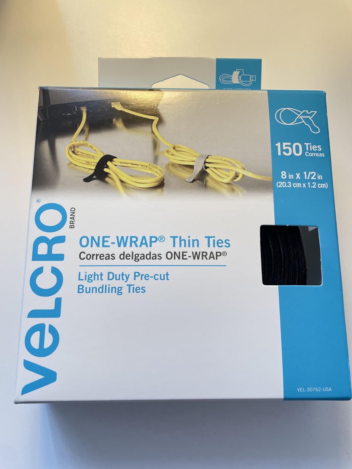 VELCRO Brand Reusable Cable Ties, Practical Tech Gifts for Men, 100 Pack 6 Inch Cable Management Ties for Electronics and Desk Organization, Black customer photo 1