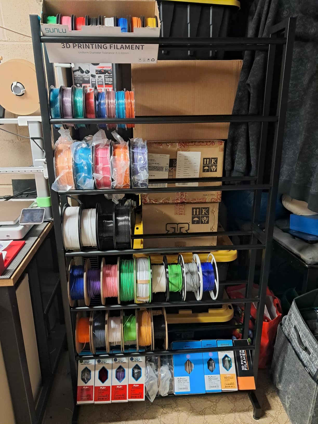 3D Printer Filament Storage Rack, Heavy-Duty 7-Tier Organizer for 3D Printing Spools, Large Capacity Holder for 3D Printing Rolls customer photo 1