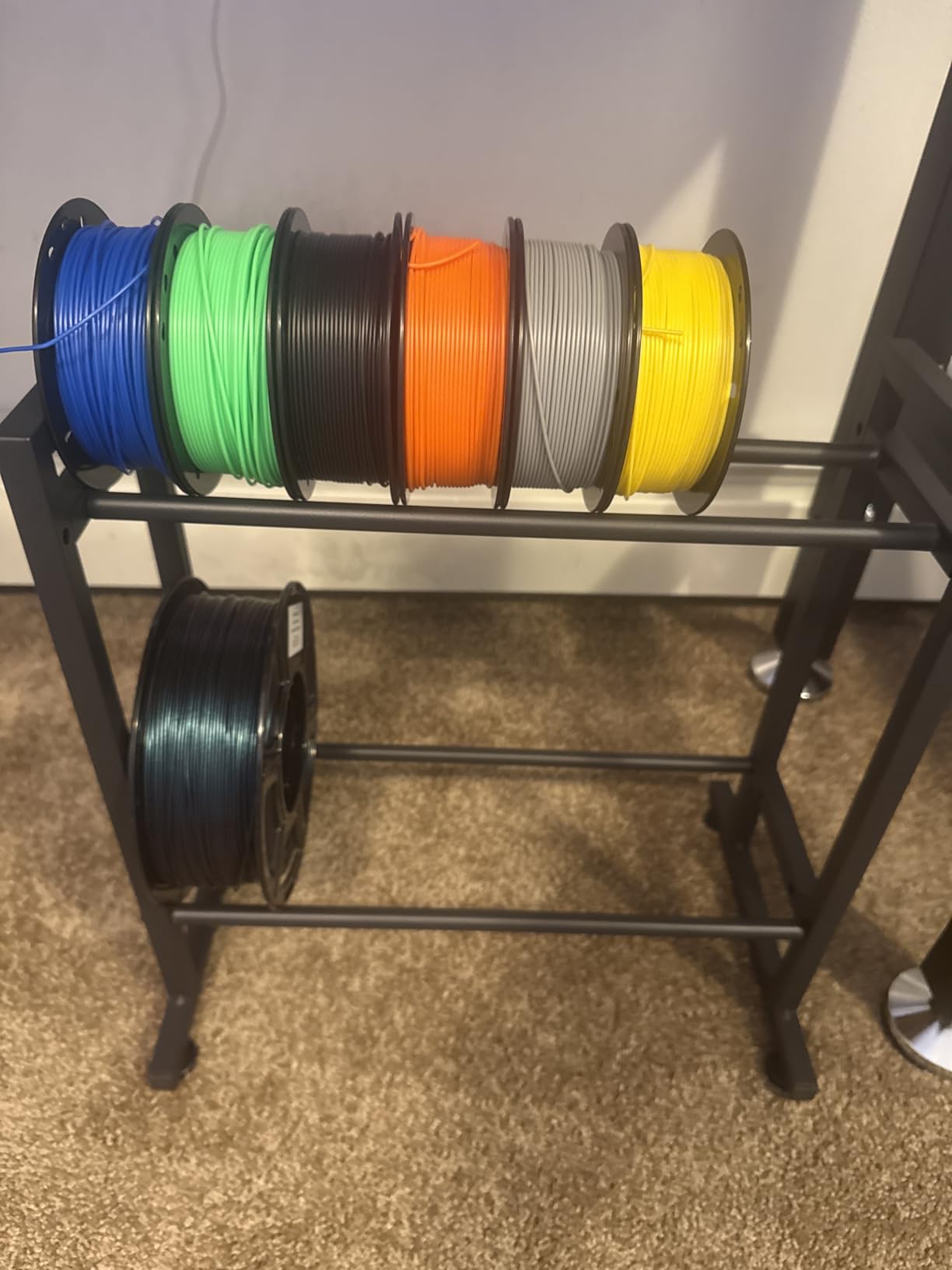 MAYJOY Desktop 3D Printer Filament Storage Rack 2-Tier Metal Spool Holder, Filament Organizer for 3D Printing, Tabletop Rack for PLA/ABS/TPU, Fits 10-12 Spools, Ideal for Home, Office, Workshop customer photo 2
