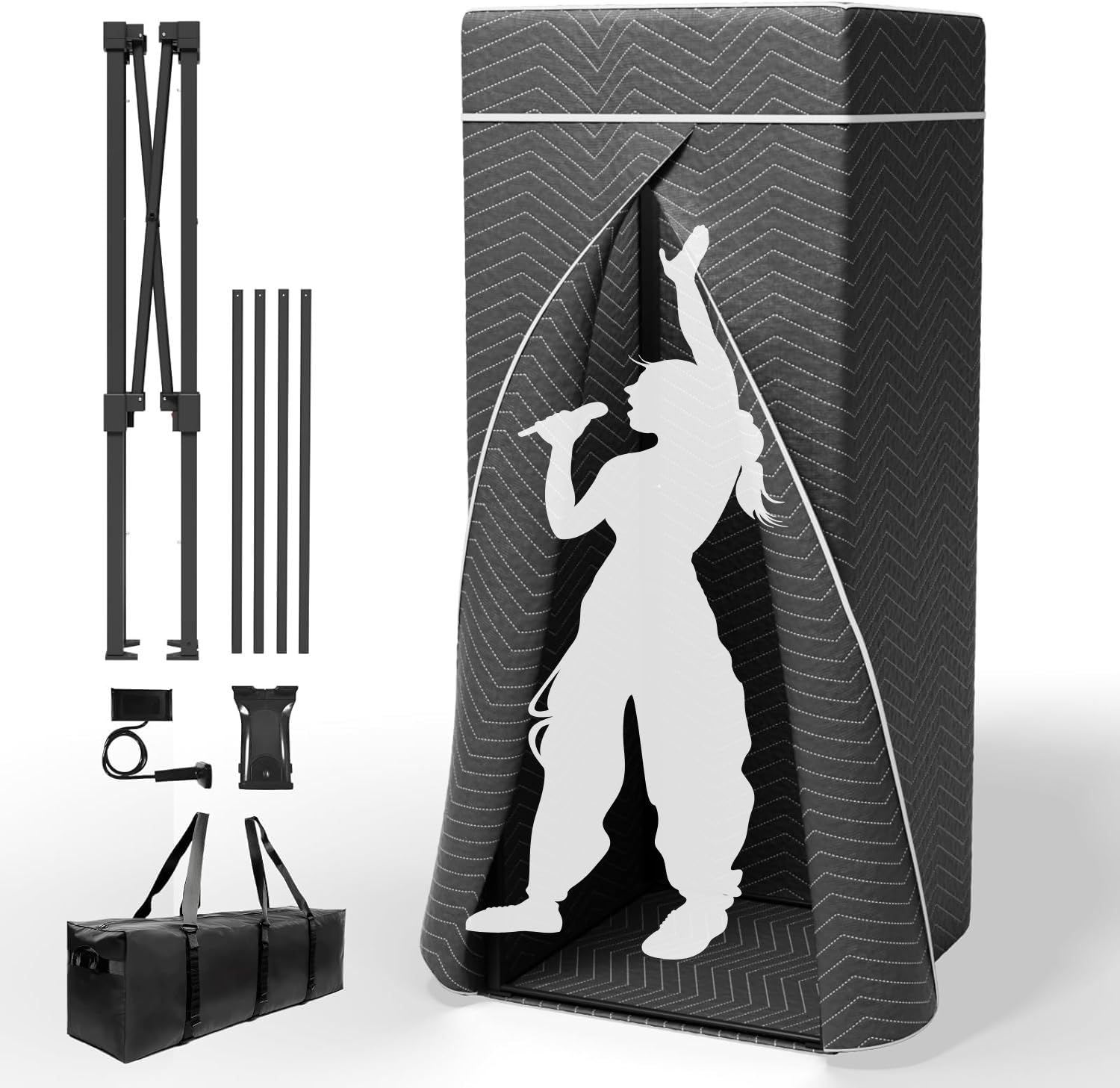 Portable Vocal Booth, Echo-Free Recording Booth Sound Proof Shield, Foldable Isolation Booth with Travel Bag for Voice Over, Podcasting, Music, Home Studio customer photo 1