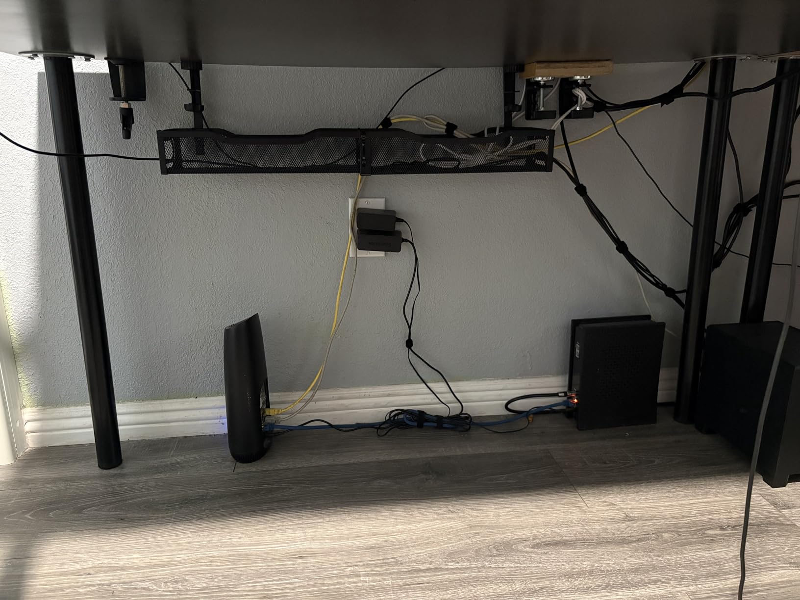 Cable Management, 25'' Cable Management Under Desk No Drill, Metal Cord Organizer with Clamp for Standing Desk, Cable Organizer for Home Office, Black customer photo 2