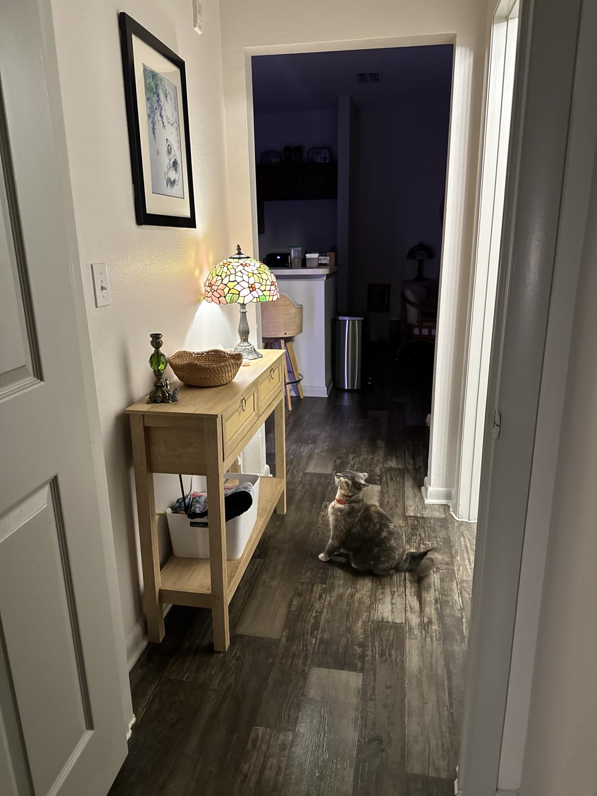 SUPERJARE Rattan Console Sofa Table with Outlets and USB-C Port, 3 Drawer Entryway Table with Synthetic Rattan Surface, Open Shelf, Behind Couch Entry Foyer Hallway Storage, Natural customer photo 2