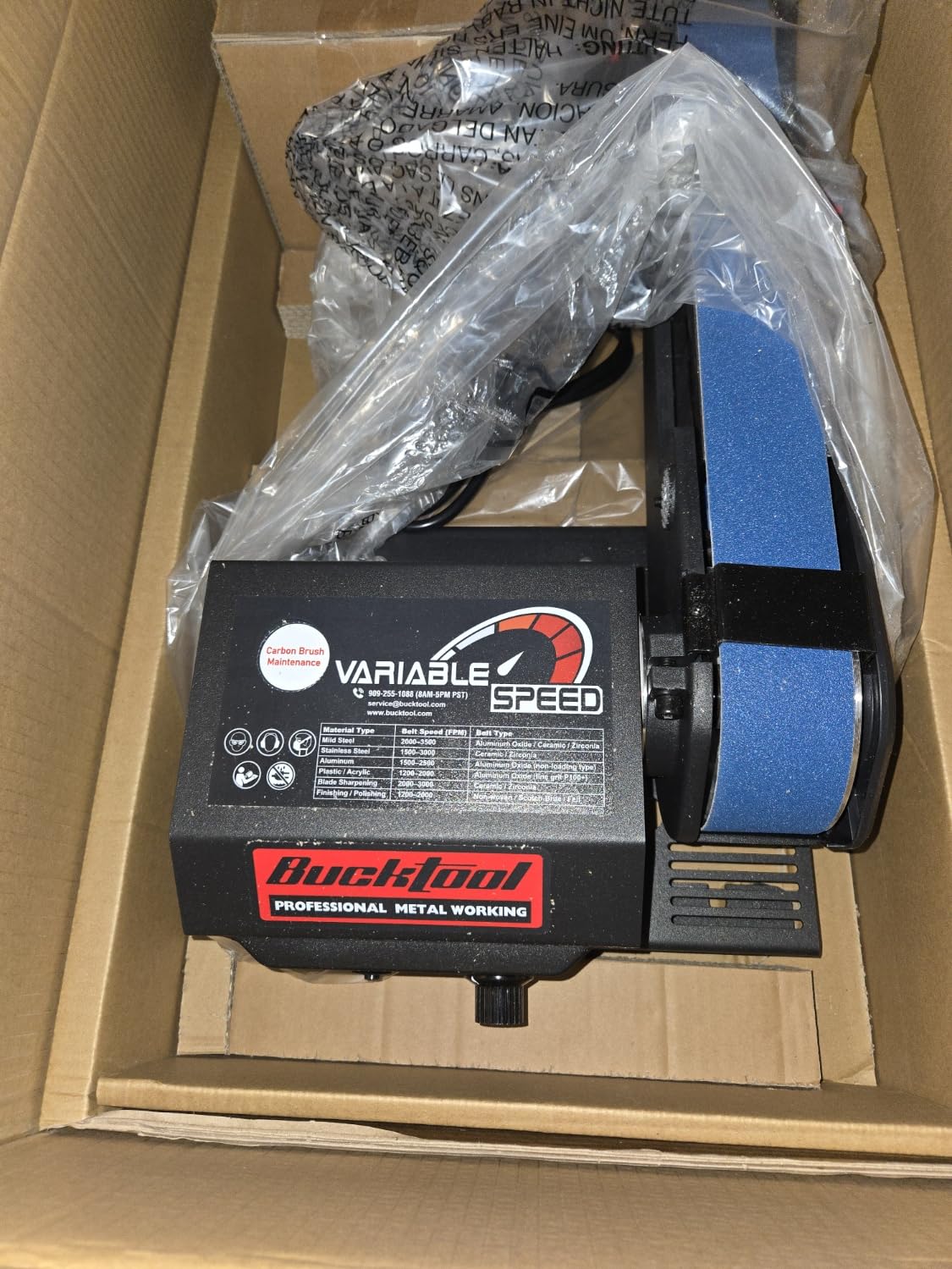 Bucktool Variable Speed 2x42 Inch Belt Sander 3.5A DC Motor with Control Panel, Quick Belt Release, Adjustable Foot, Horizontal or Wall-Mountable Bench Machine for Knife Making and Metalworking customer photo 2