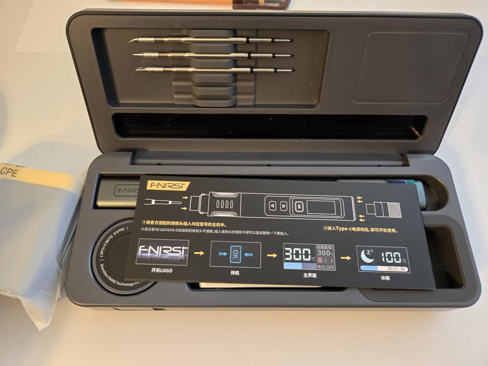 FNIRSI HS-02B 100W Portable Corded Soldering Iron Kit with Storage Case, 2S Fast Heating, 212-842°F, Pre-set 3 Groups Temperature, 3 210 Soldering Tips, Smart Soldering Iron Pen for Electronics Repair customer photo 2