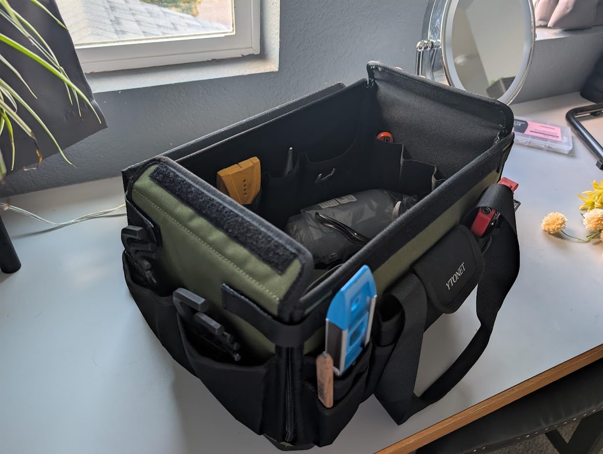 Heavy Duty Tool Bag 16-Inch, 46 Pockets Electrician Tool Bag for men with Hard Bottom & Waterproof Pocket, 1680D Tear-Proof Toolbox Organizer for HVAC Mechanic customer photo 1