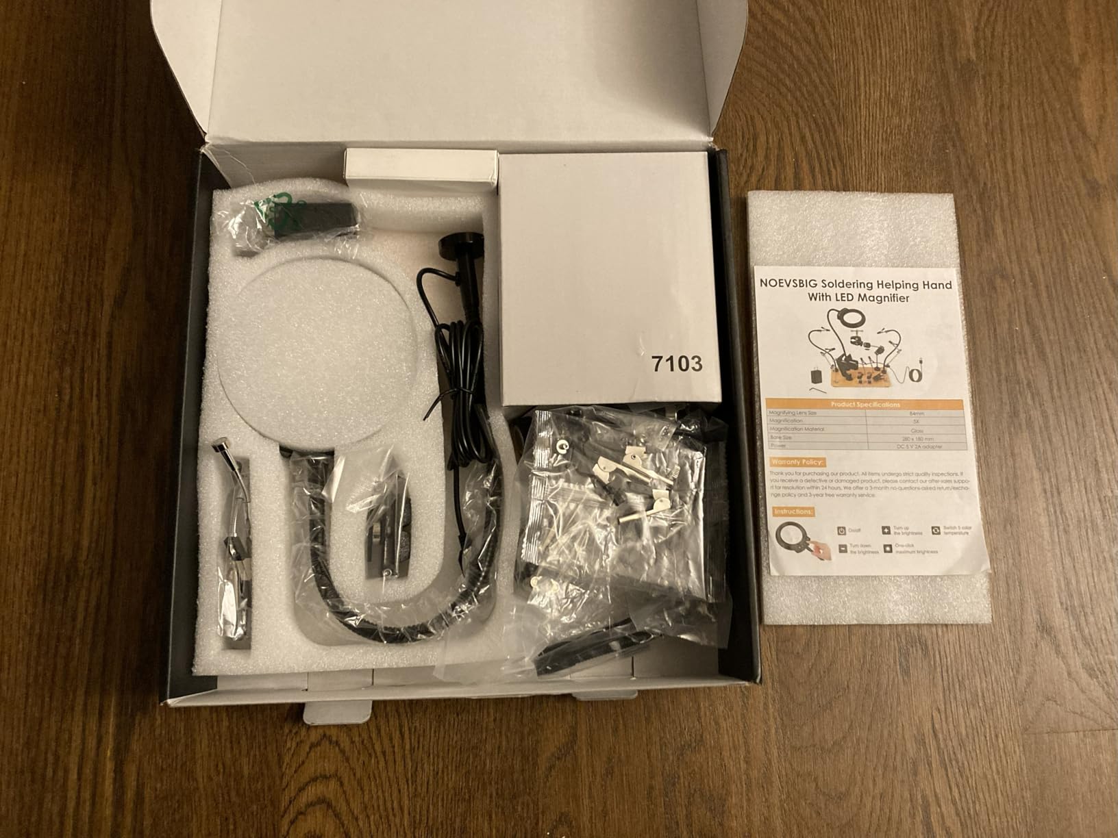 NOEVSBIG Helping Hands Soldering Station with 5X Magnifying Lamp, Magnetic Flexible Arms, 360° Soldering Clamps, Workbench Vise & Large Stable Base, and Helping Hands Clamp for Electronics Repair DIY customer photo 1