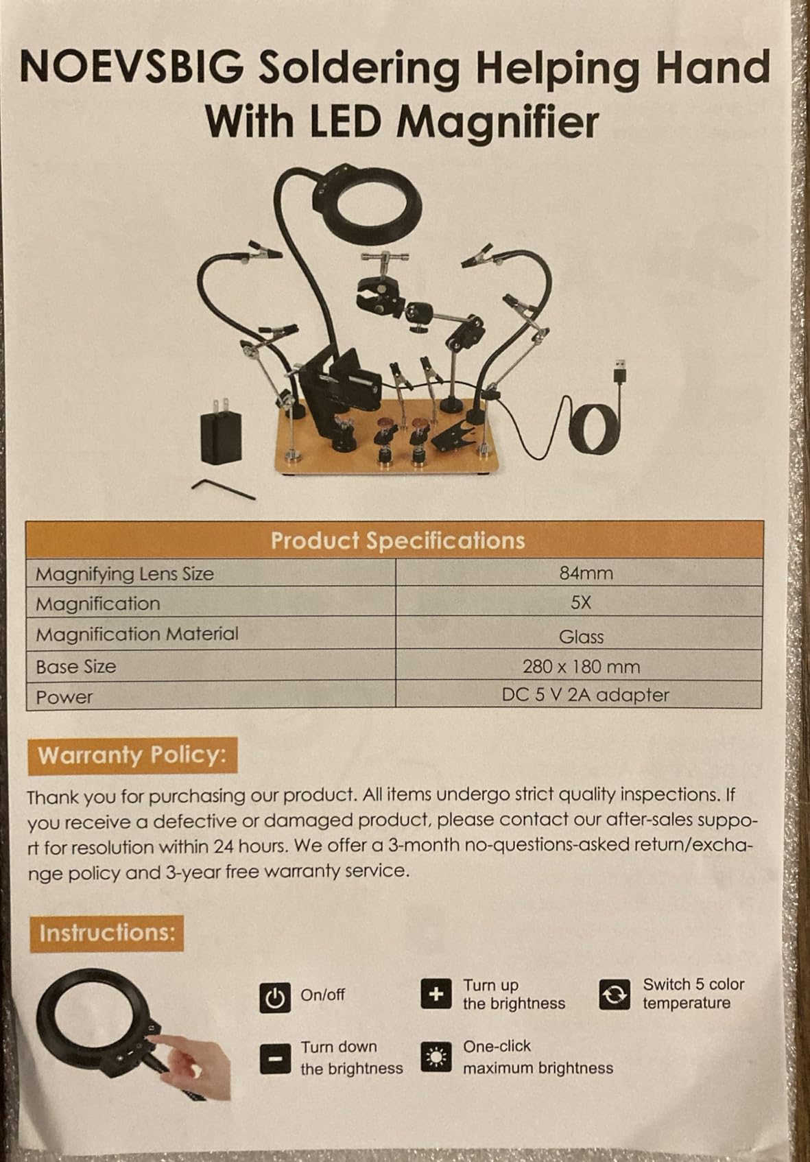 NOEVSBIG Helping Hands Soldering Station with 5X Magnifying Lamp, Magnetic Flexible Arms, 360° Soldering Clamps, Workbench Vise & Large Stable Base, and Helping Hands Clamp for Electronics Repair DIY customer photo 2