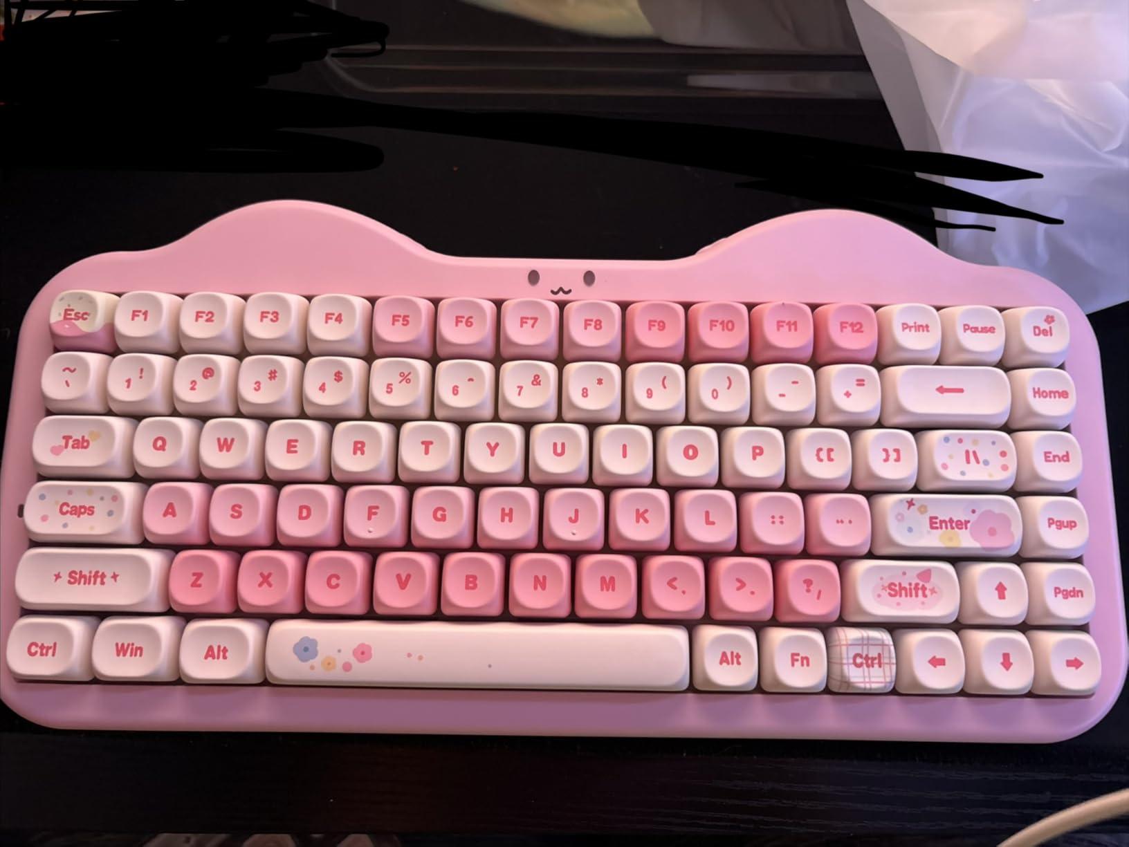 YUNZII C75 Wireless Mechanical Keyboard, 75% Layout, Hot-Swappable NKRO, BT5.0/2.4G/USB-C Mode, Dye-Sub PBT MOA Keycaps, RGB Gasket Mount, Cute Cake Design for Mac/Win/Gaming (Pink, Candy Switch) customer photo 1