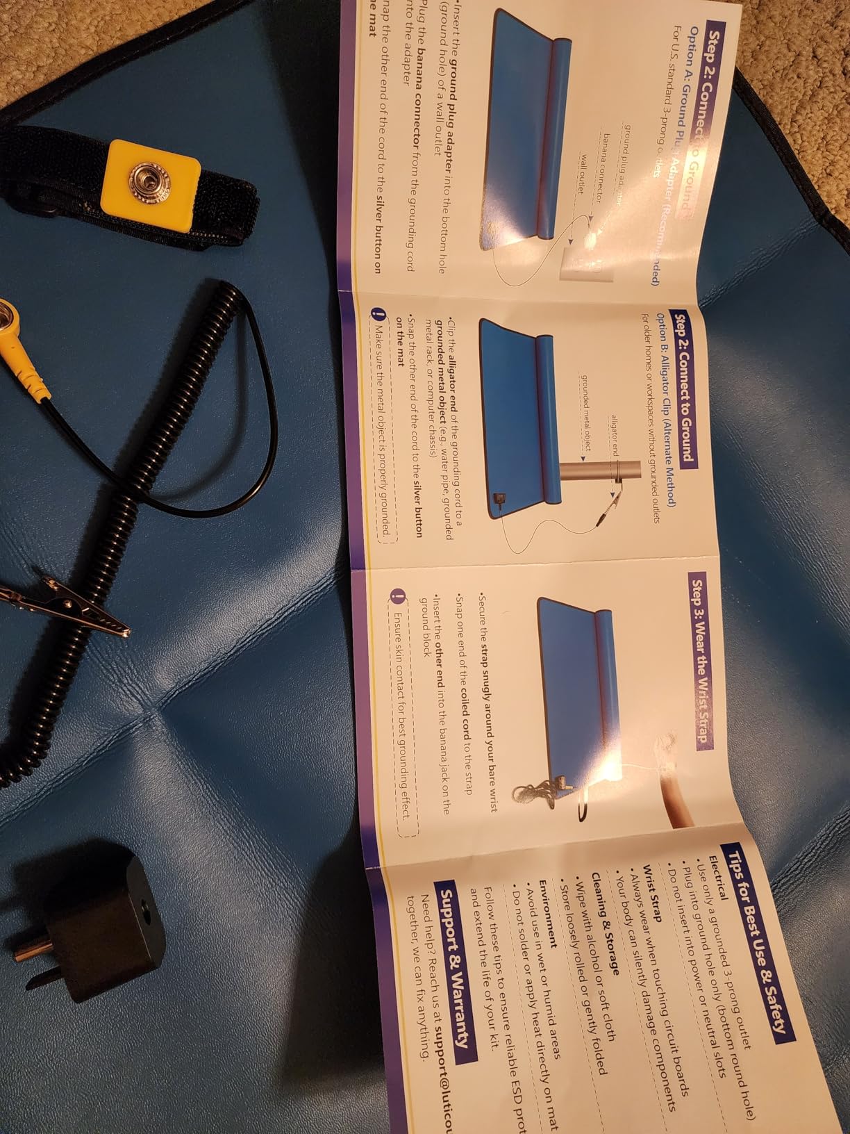 Portable Anti Static ESD Mat Kit for PC Building & Electronics Repair - Static Dissipative Protection with Wrist Strap, Alligator Clip & Grounding Plug for DIY, Students & Home PC Upgrades customer photo 1