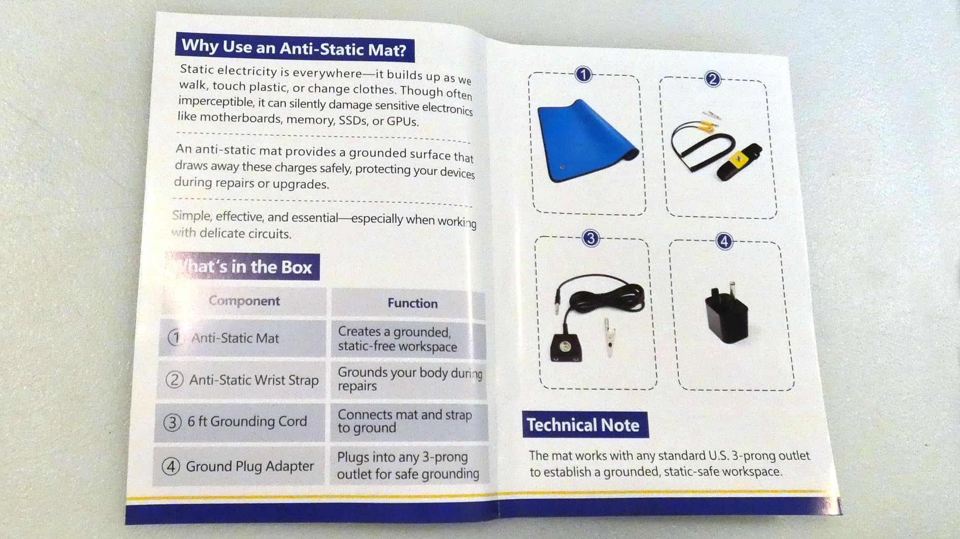 Portable Anti Static ESD Mat Kit for PC Building & Electronics Repair - Static Dissipative Protection with Wrist Strap, Alligator Clip & Grounding Plug for DIY, Students & Home PC Upgrades customer photo 2