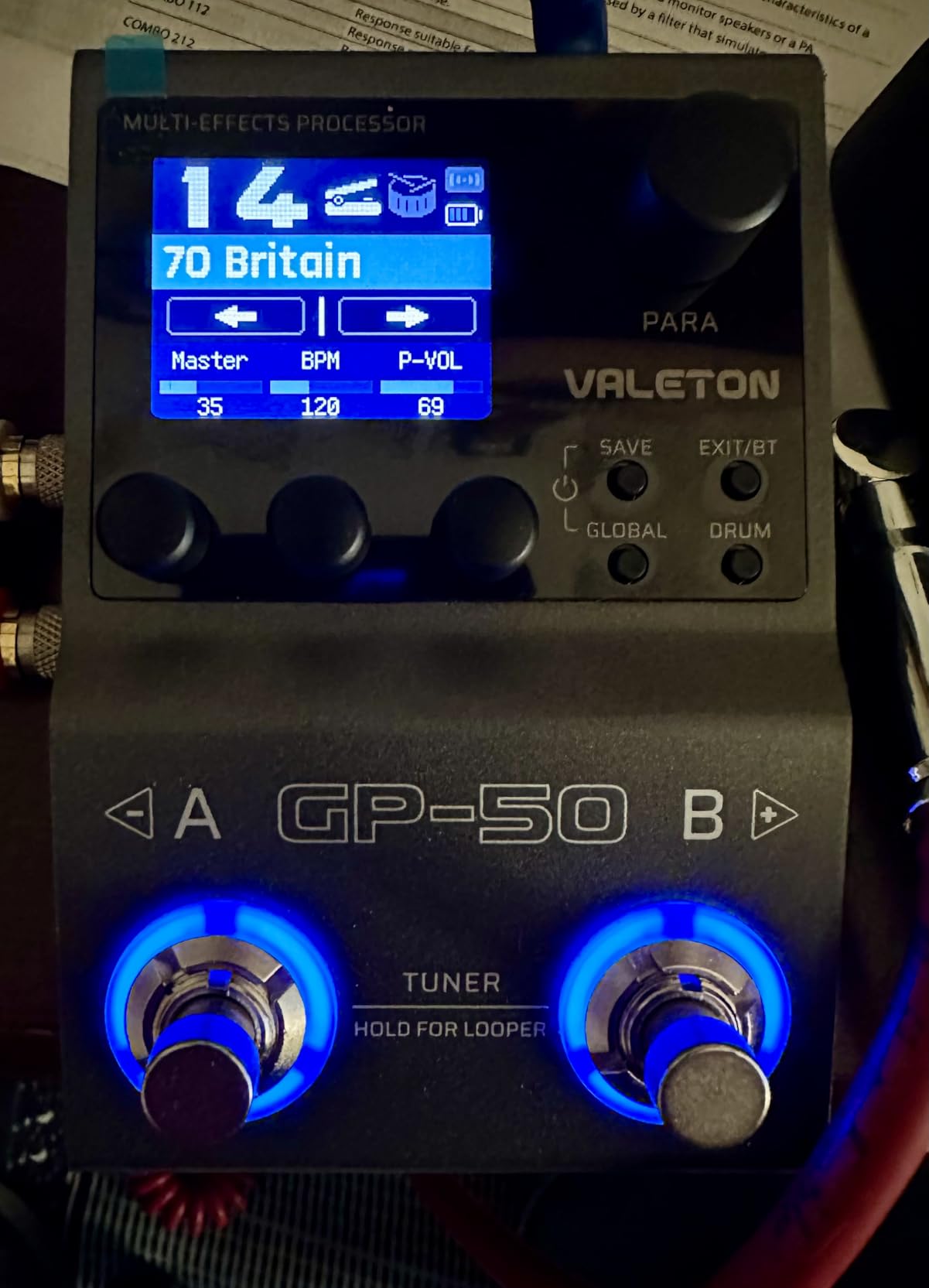 Valeton GP-50 Multi-Effects Processor | NAM & IR Loader with 100+ HD Effects, 9 Simultaneous Modules, BT App Control, 100 Patch Slots for Guitar/Bass(Plus 1 Additional 15CM TRS Cable By Volktone) customer photo 1