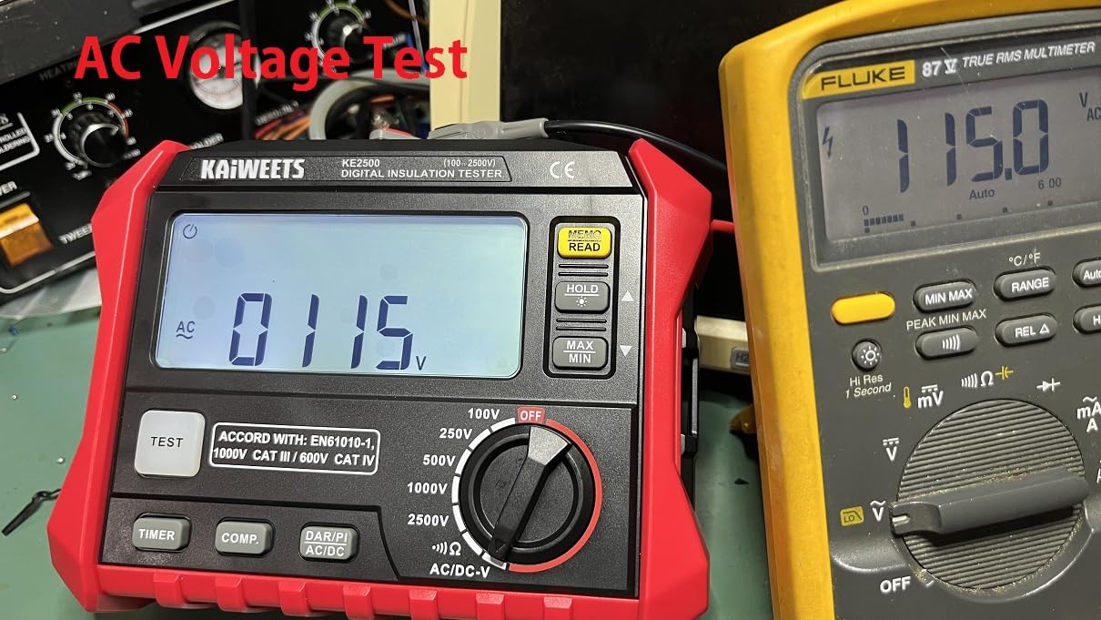 KAIWEETS Insulation Resistance Tester, Up to 200G, Pro Megohmmeter, 5 Range 100V/250V/500V/1000V/2500V, One-Toch DAR/PI, Max/Min, Measures Resistance, AC/DC Voltage for HVAC, Motors, Solar, KE2500 customer photo 2