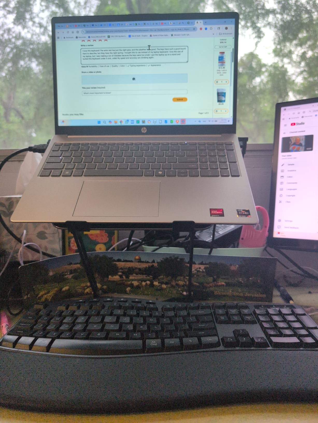 COLIKES Wireless Ergonomic Keyboard, Backlit Keyboard Silent with 15 RGB Lighting Effects, Leather Wrist Rest, 2500mAh Rechargeable, Multimedia Keys, Wave Keyboard for PC Computer Laptop Windows Mac customer photo 1