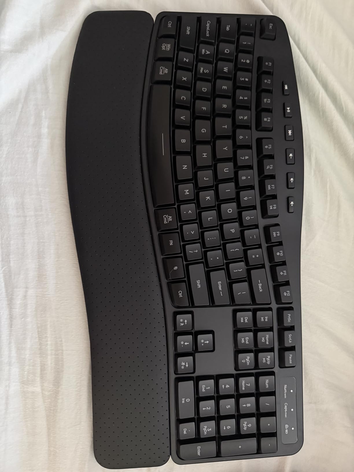 COLIKES Wireless Ergonomic Keyboard, Backlit Keyboard Silent with 15 RGB Lighting Effects, Leather Wrist Rest, 2500mAh Rechargeable, Multimedia Keys, Wave Keyboard for PC Computer Laptop Windows Mac customer photo 2