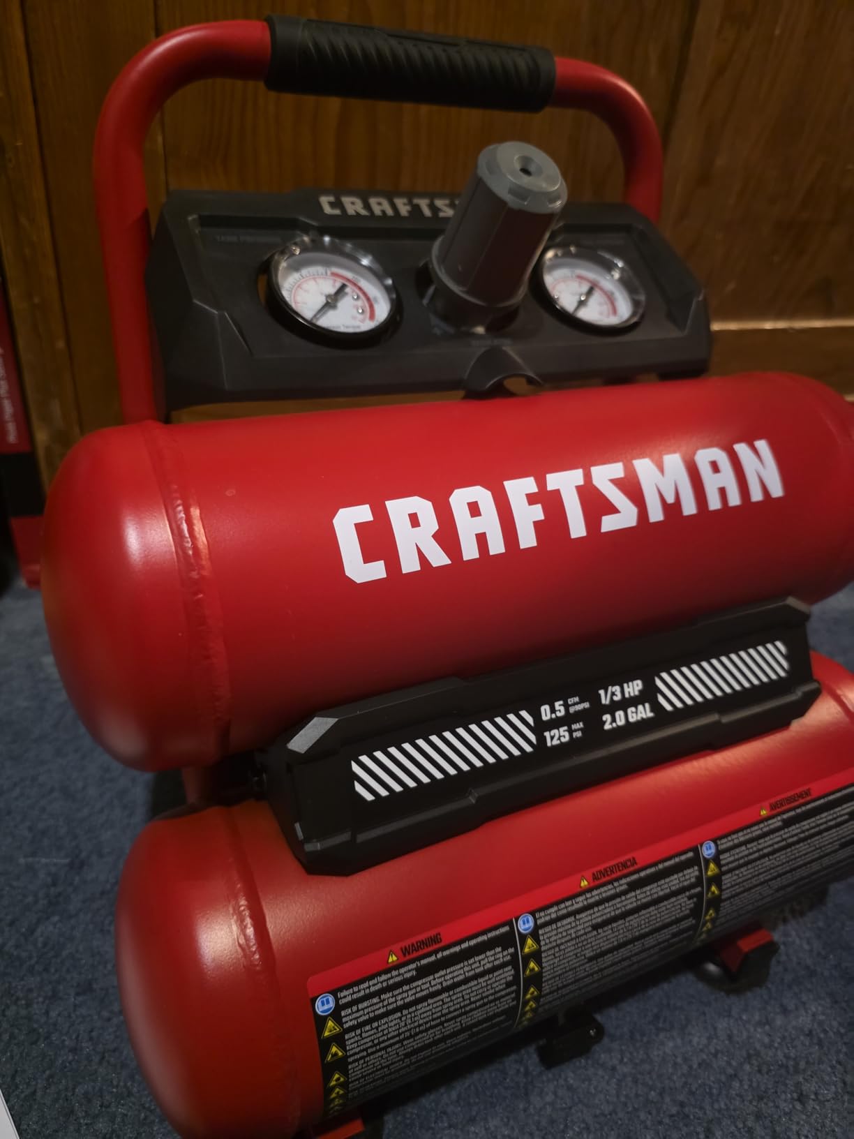 Craftsman 2-Gallon Air Compressor, 1/3 HP Oil-Free Twin Tank, 125 PSI Max customer photo 2