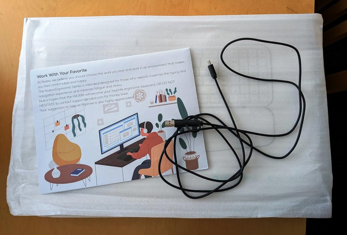 Nulea Ergonomic Split Keyboard, Wired Natural Typing Keyboard with Integrated Palm Rest for Wrist Pain Relief, 2-in-1 Type C&Type A Plug for Mac,Windows,Office & Home,Black customer photo 1