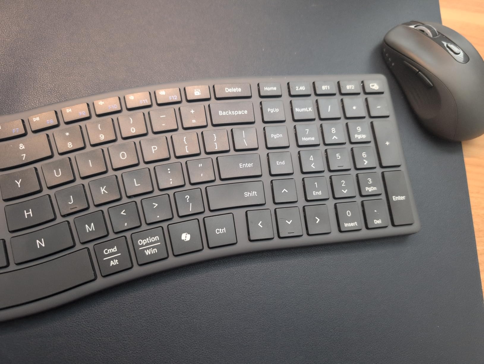 MEETION Ergonomic Keyboard and Mouse Wireless, Split S-Curve Design, 2.4G Wireless & Dual Bluetooth, Slim Low-Profile Rechargeable Full Size Keyboard, 4 DPI Mouse for Windows Mac PC Laptop Computer customer photo 1