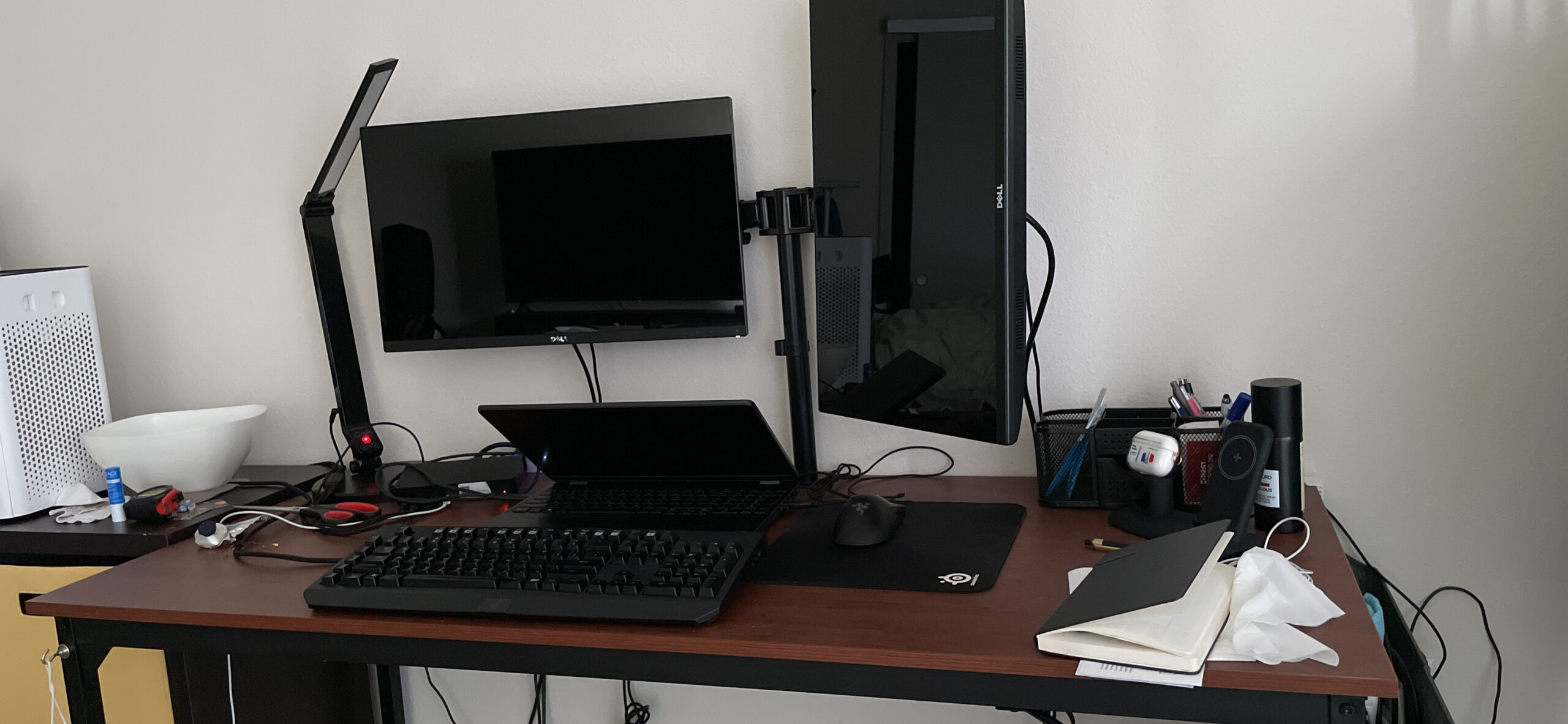 CubiCubi L Shaped Standing Desk 63 x 55 Inch Adjustable Height, Electric Corner Desk, Sit Stand Home Office Desk with Splice Board, White customer photo 1