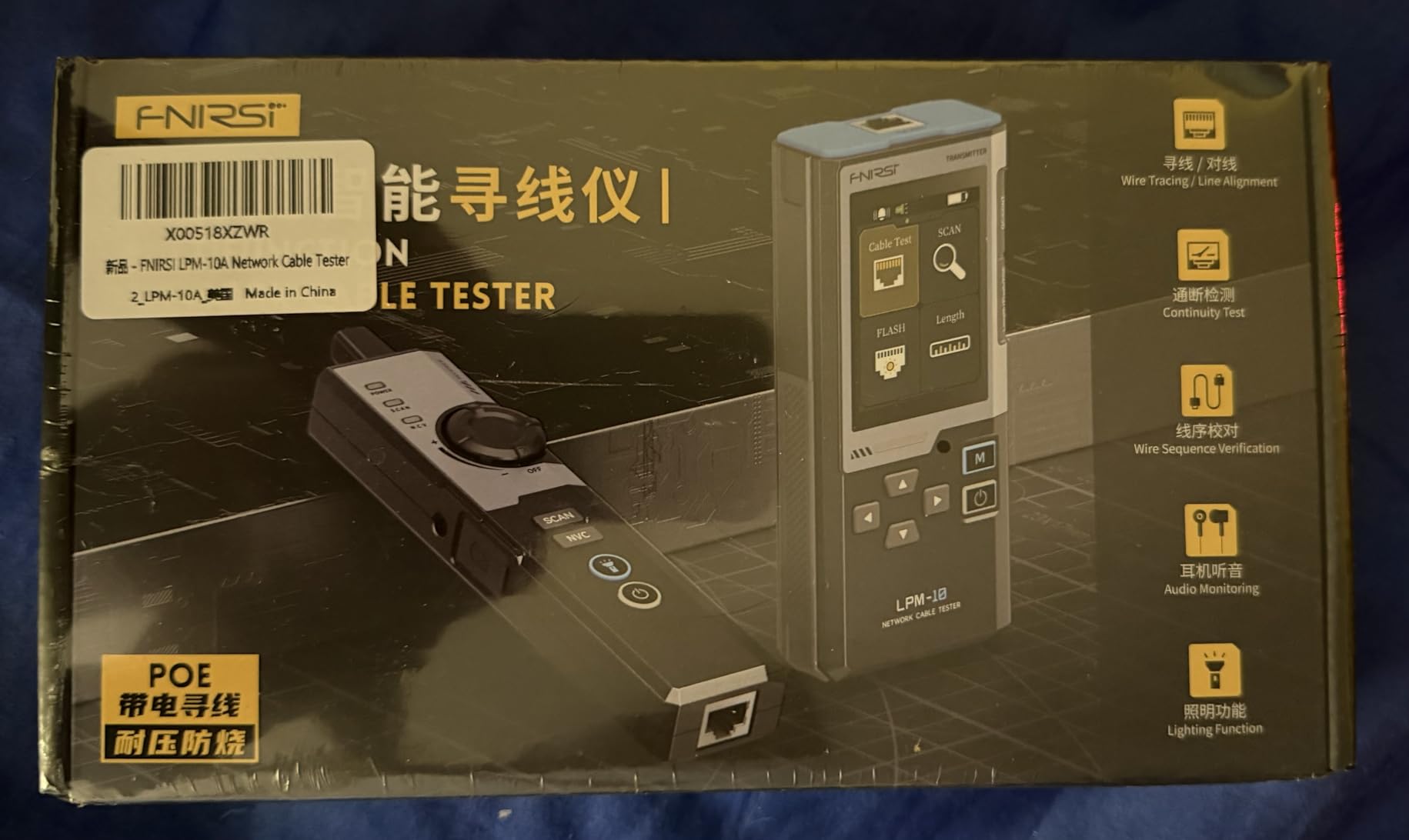 FNIRSI LPM-10A Network Cable Tester kit, Ethernet Cable Tester Wire Tracer, Cable Toner Wire Tester, Network Tester with POE/NCV/Length Test, Rechargeable Ethernet Toner for CAT5 CAT6 RJ11 Cables customer photo 1