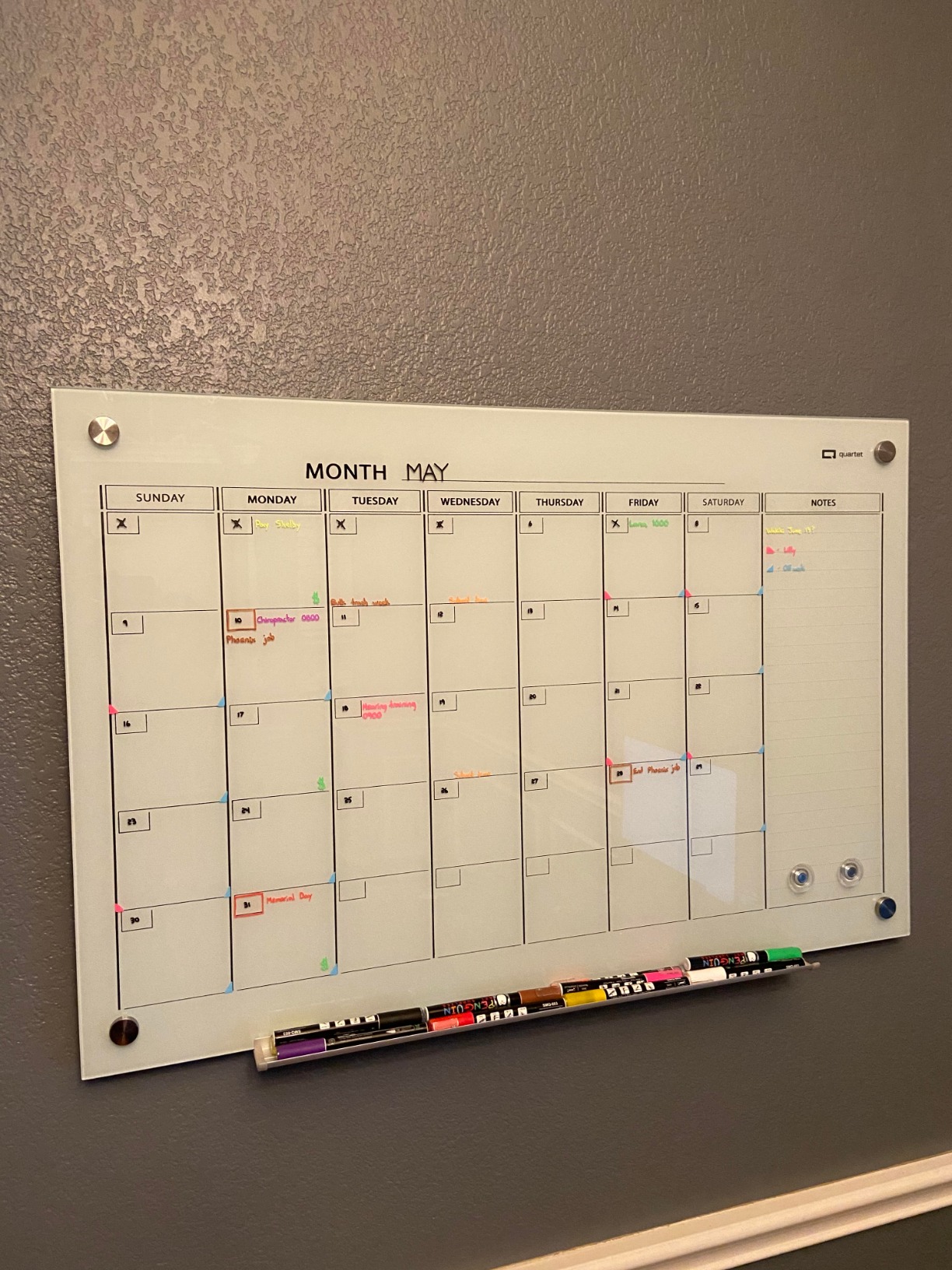Quartet Dry Erase Calendar Glass Board 36