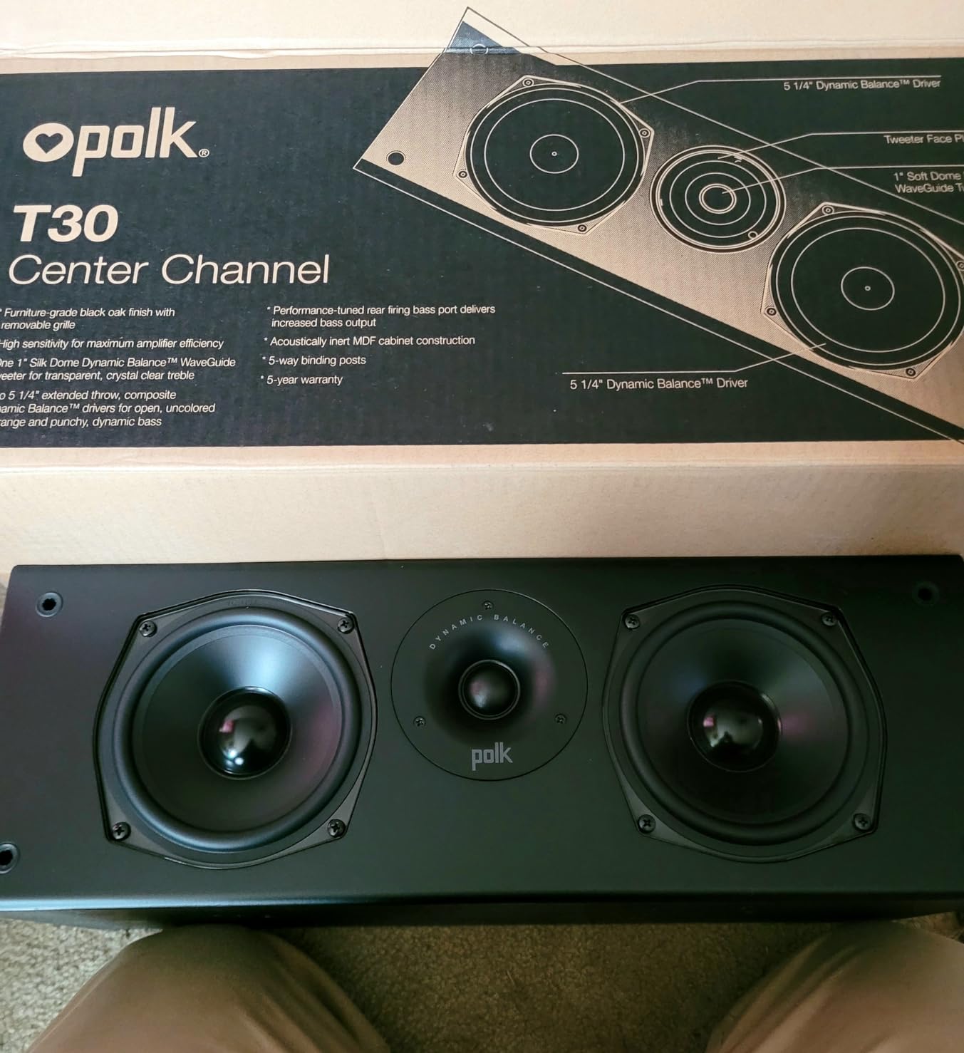 Polk Audio T30 Home Theater Center Channel Speaker - Vocal Clarity, Deep Bass Response, Dolby and DTS, Home Speaker, Single, Black customer photo 2