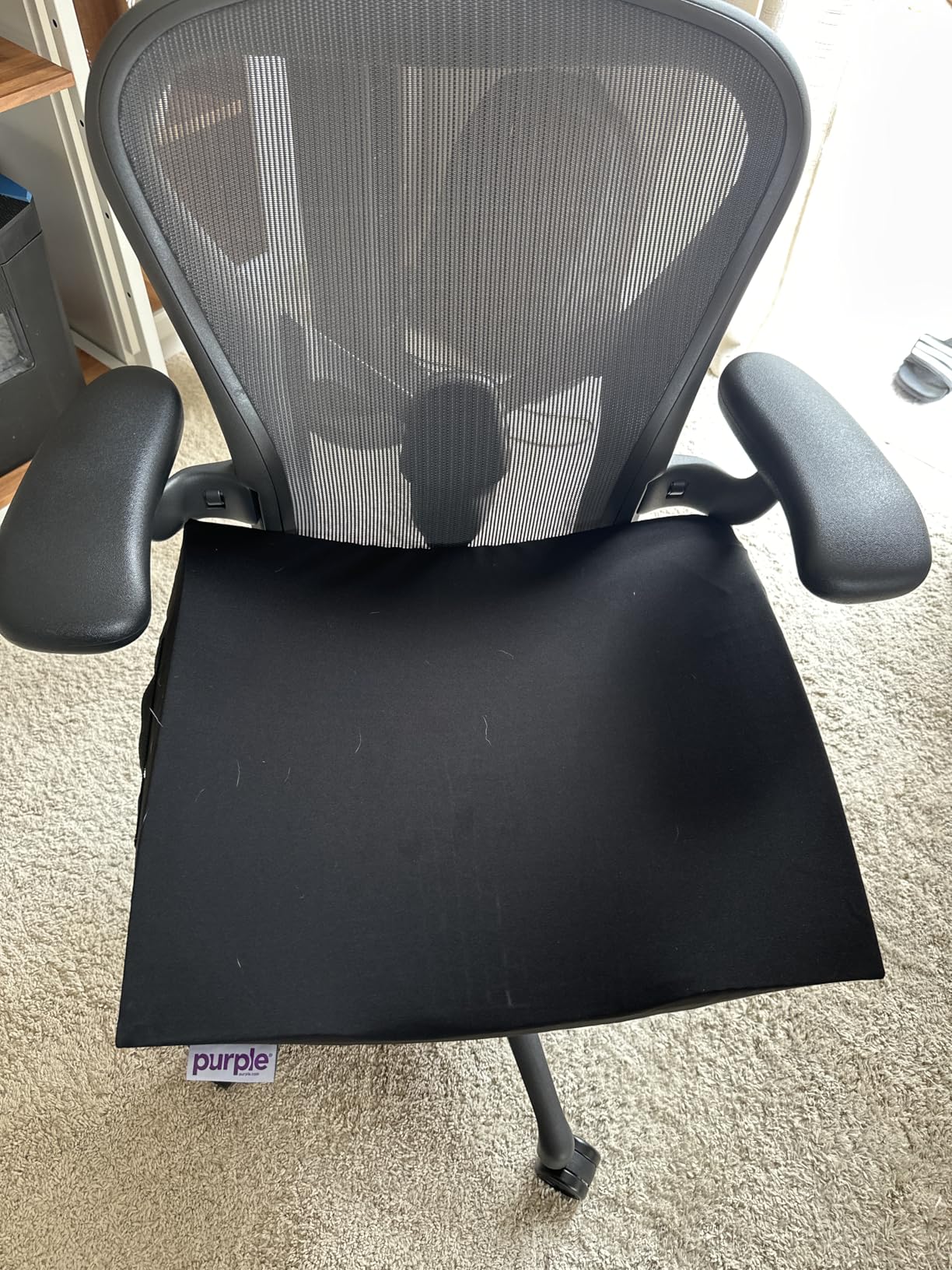 Purple Back Cushion | Pressure Reducing Grid Designed for Ultimate Comfort | Designed for Chairs, Gaming, and Travel | Made in The USA customer photo 1