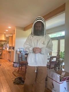 Bee Jacket with Veil - Natural Canvas Bee Suit Jacket with Elastic Waist & Cuffs, YKK Brass Zippers, 3 Utility Pockets. Removable Hood Interchangeable with Forest Beekeeping Suit. customer photo 2