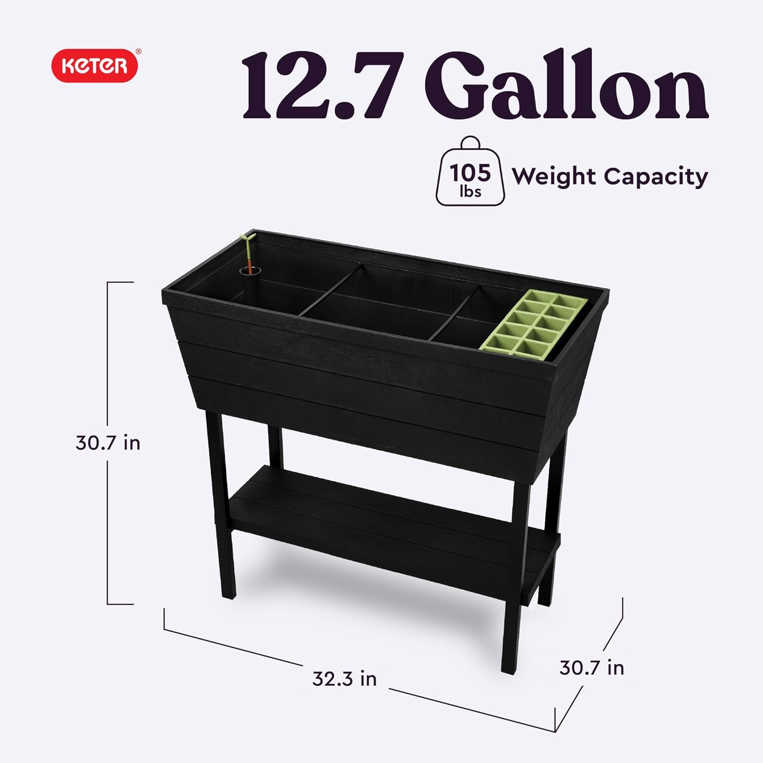 Keter Urban Bloomer 12.7 Gallon Raised Garden Bed and Outdoor Herb Garden Planter with Self Watering Gauge and Drainage Plug customer photo 2