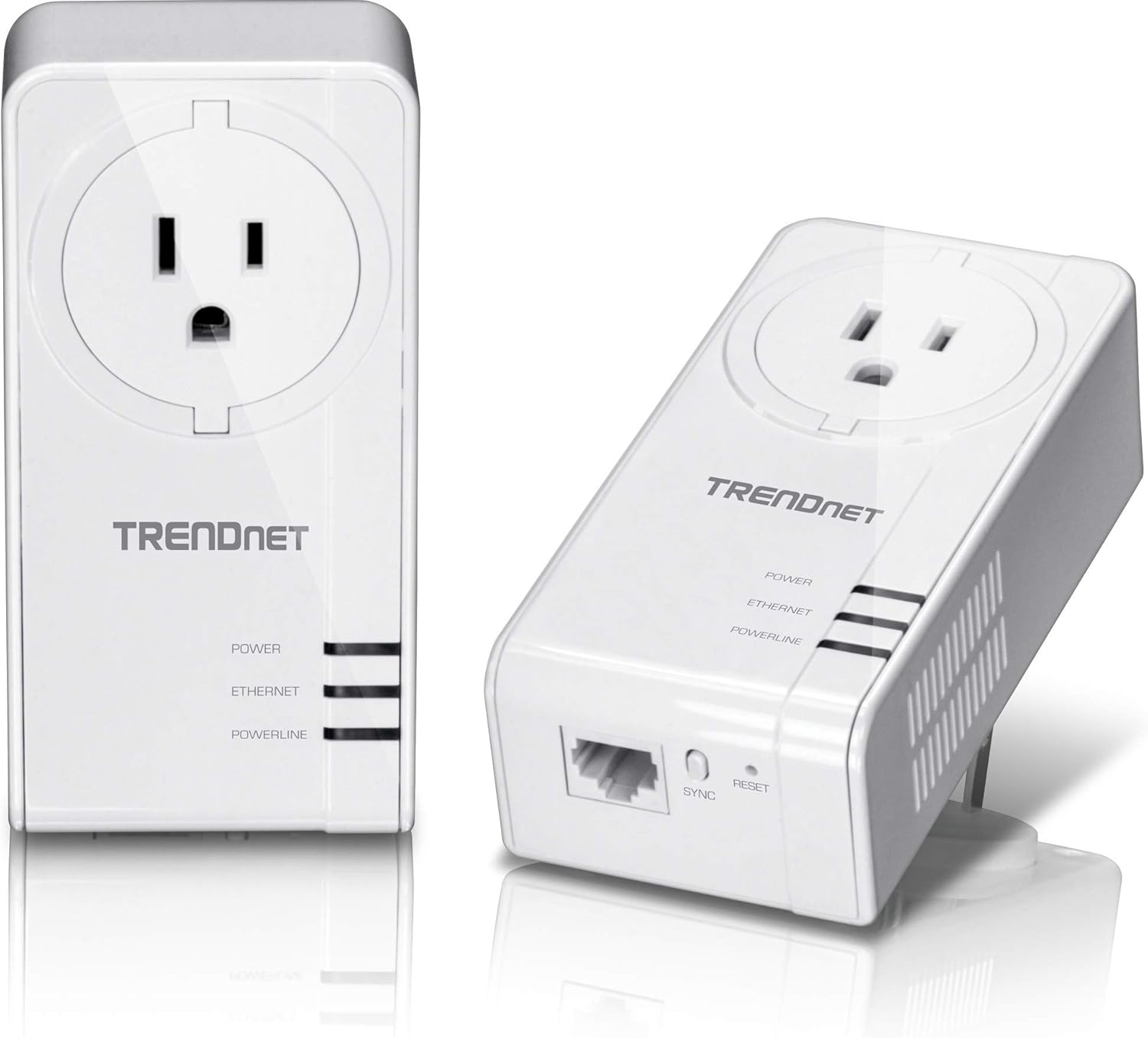 TRENDnet Powerline 1300 AV2 Adapter with Built-in Outlet Adapter Kit, Includes 2 x TPL-423E Adapters, IEEE 1905.1 & IEEE 1901, Gigabit Port, Range Up to 300m (984 ft), White, TPL-423E2K customer photo 1