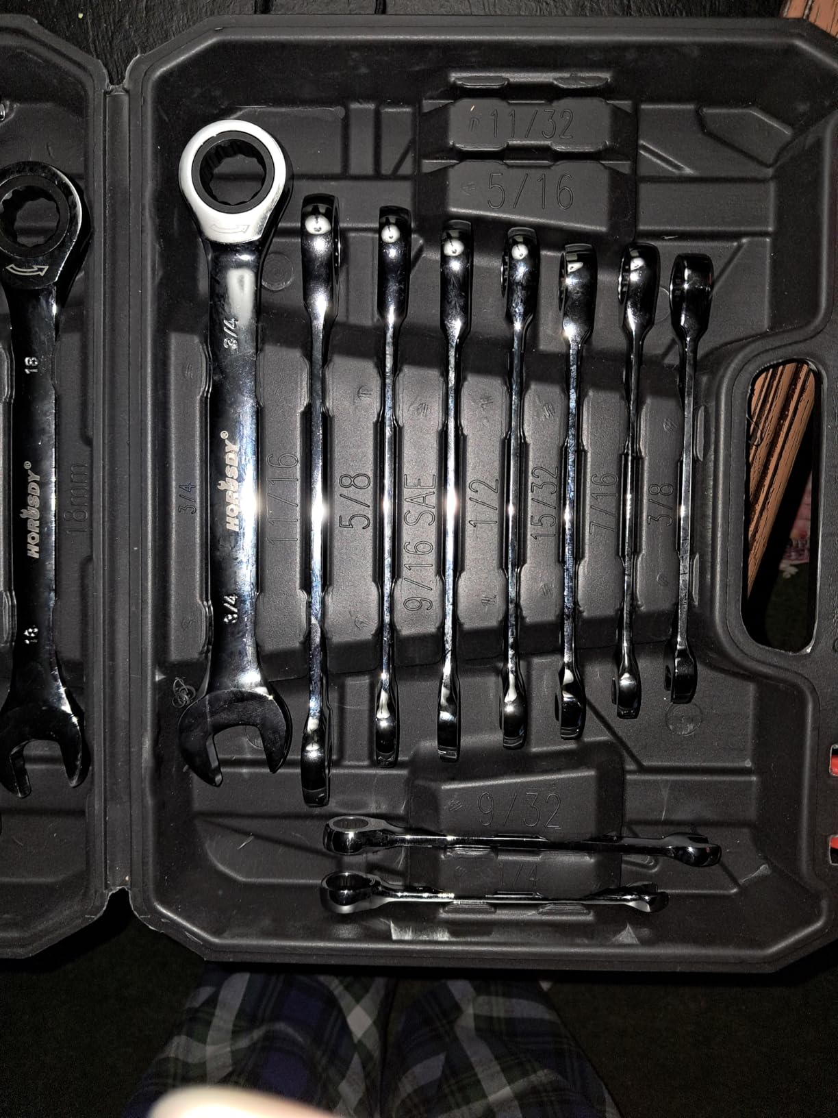 HORUSDY 24-Piece Ratcheting Wrench Set | Metric and SAE | Ratchet Combination Wrenches Set with Organizer | 72-Tooth | Chrome Vanadium Steel | 6-18 mm & 1/4