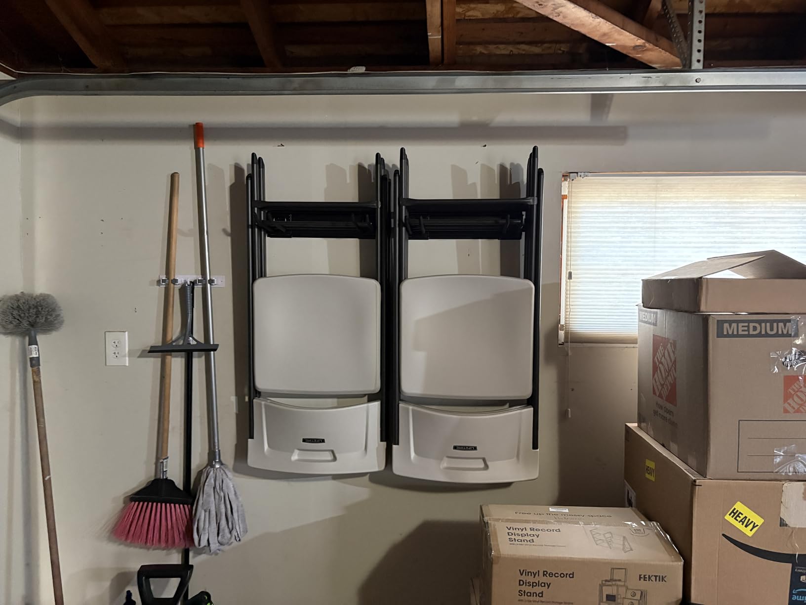 Wallmaster Garage Storage Organization Wall Mount, Garden Tool Rack Organizer Heavy Duty Folding Chair Hangers with 6 Adjustable Hooks 48inch Tracks Max Load 450lb customer photo 1