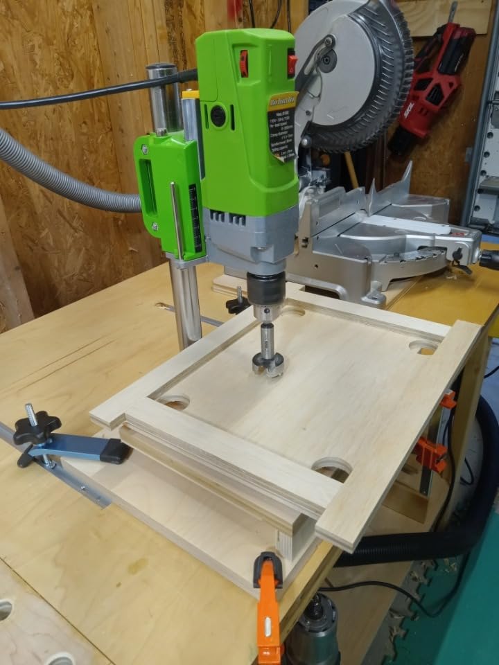 Bench Drill Stand 710W Mini Electric Bench Drilling Machine Drill Chuck 1-13mm, 6-Speed Mini Drill Press Machine with Cast Iron Base, 0-2800RPM, for DIY, Woodworking, Metal, Jewelry Making customer photo 1