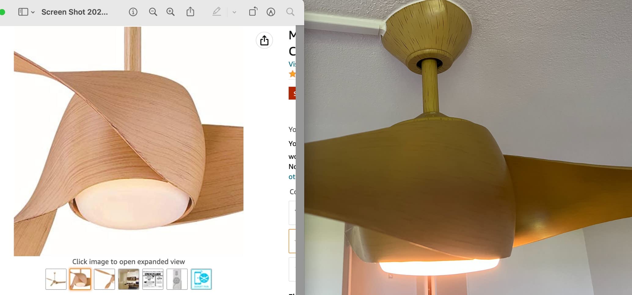 Minka Aire F803DL-MP Artemis - 58 Inch Smart Ceiling Fan with Light Kit, Maple Finish with Maple Blade Finish with Etched Opal Glass customer photo 2