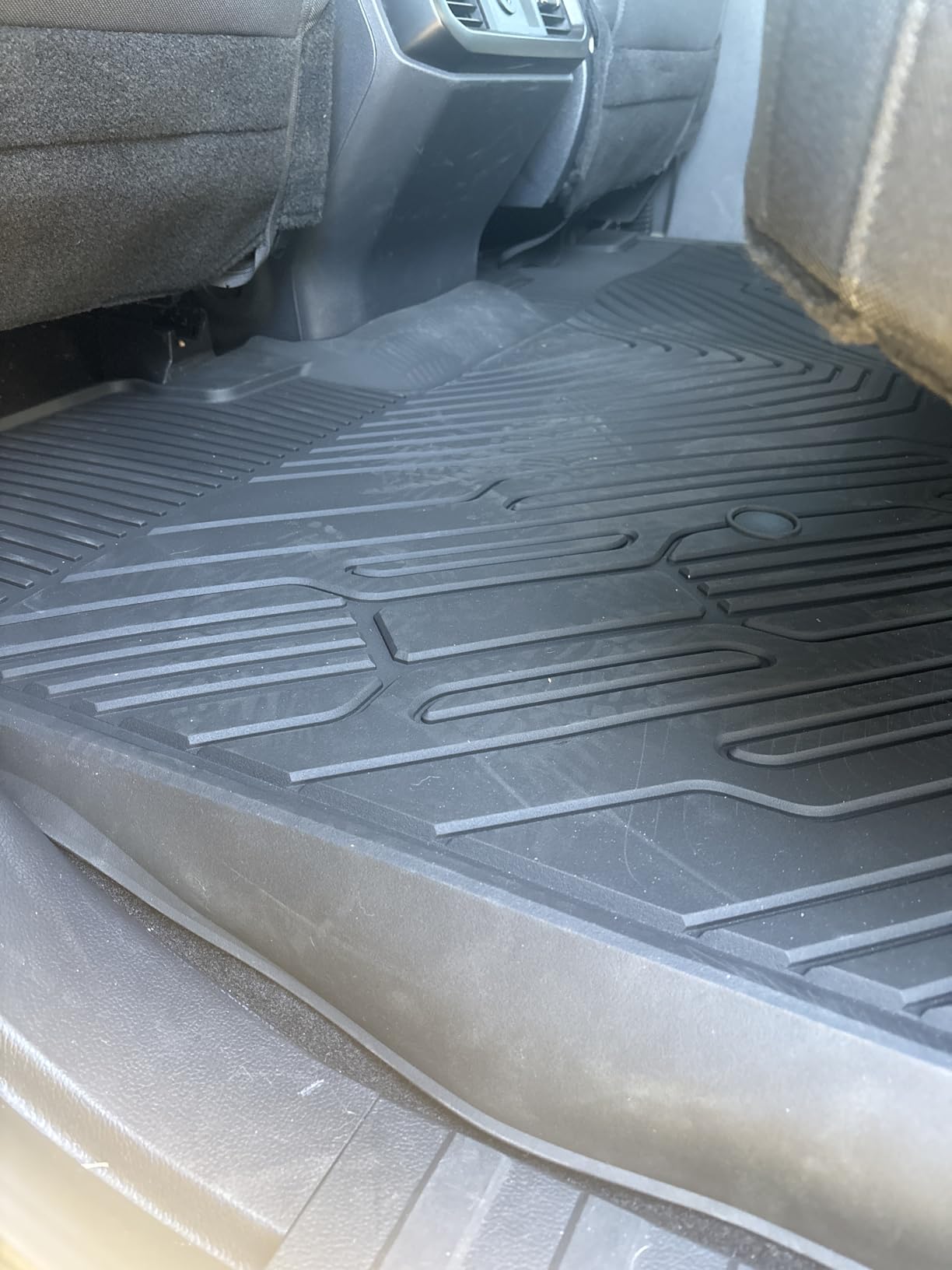 LASFIT Floor Mats for Ford F-150 2015-2026 | F150 Lightning 2022-2025 SuperCrew (Rear w/o Fold Flat Storage) Carpet Floor All Weather Protector TPE Truck Liners- 1st & 2nd Row, 3pcs Black customer photo 2