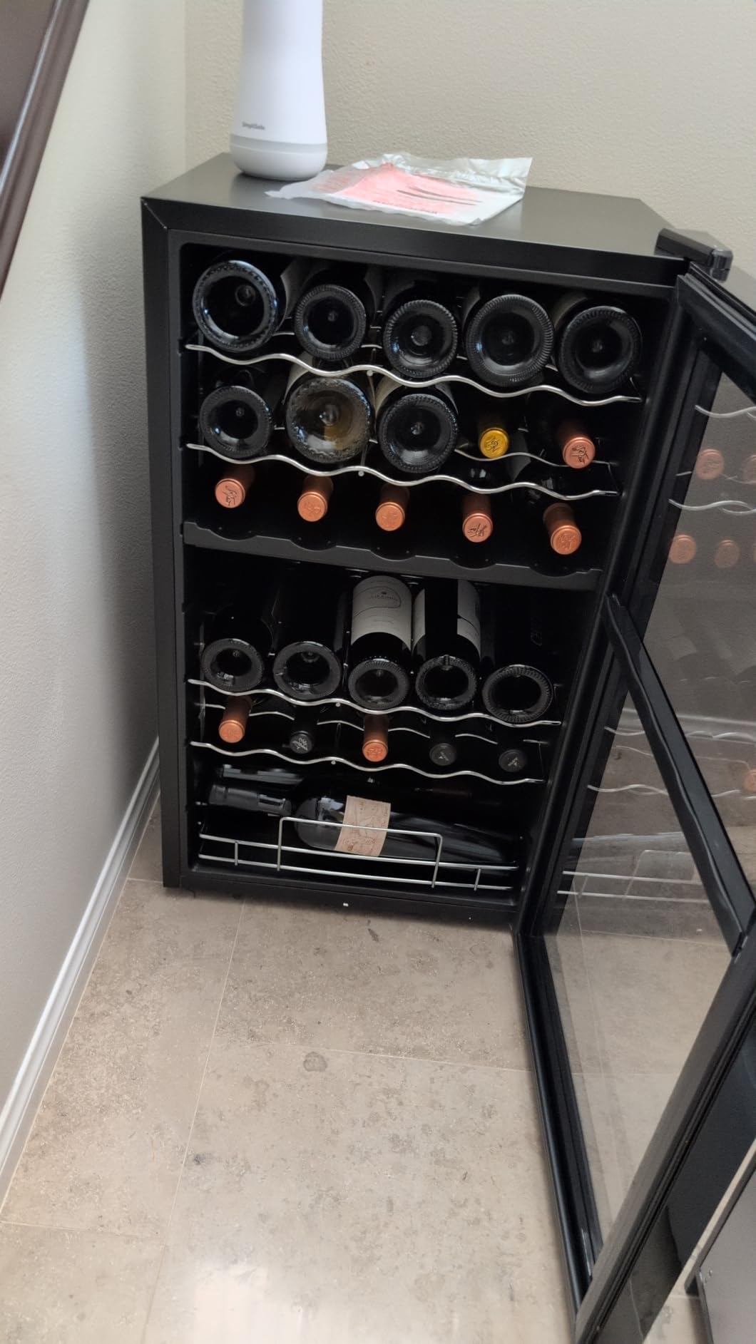 Wine Enthusiast 32-Bottle Dual Zone MAX Compressor Wine Cooler - Freestanding Mini Fridge with Digital Touchscreen, LED Display, Split Storage for Red & White Wines customer photo 1