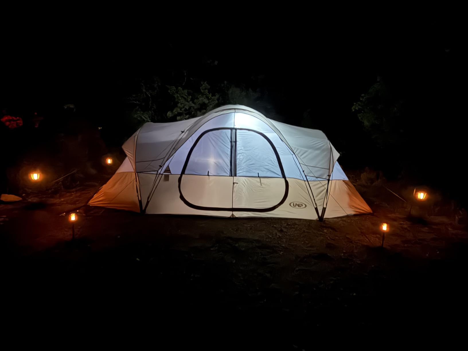 UNP Camping Tent 10-Person-Family Tents, Parties, Music Festival Tent, Big, Easy Up, 5 Large Mesh Windows, Double Layer, 2 Room, Waterproof, Weather Resistant, 18ft x 9ft x78in customer photo 2