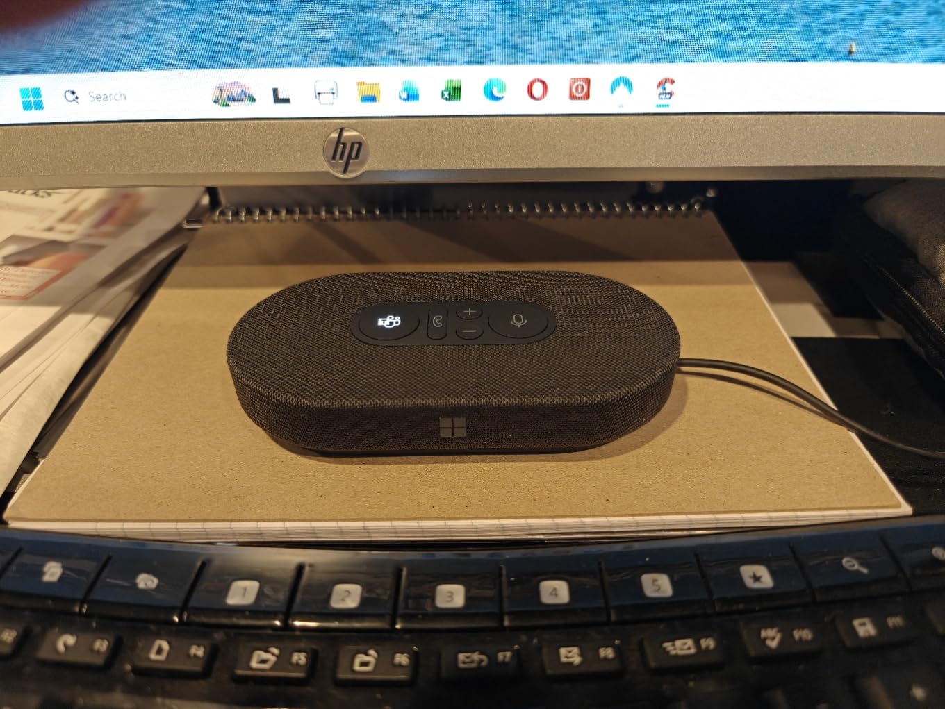 Microsoft Modern USB-C Speaker, Certified for Microsoft Teams, 2-Way Compact Stereo Speaker, Call Controls, Noise Reducing Microphone, Wired USB-C Connection, Black customer photo 1