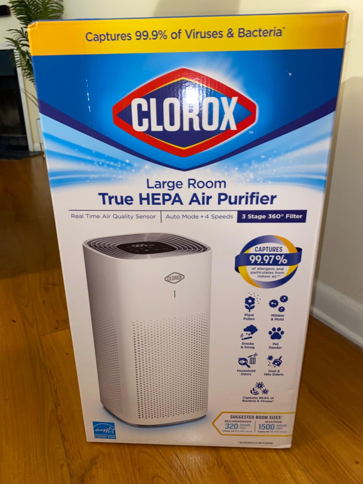 Clorox HEPA Air Purifiers for Home, True HEPA Filter, Large Rooms Up to 1,500 Sq Ft, Removes 99.9% of Mold, Viruses, Wildfire Smoke, Allergens, Pet Allergies, Dust, AUTO Mode, Whisper Quiet customer photo 2