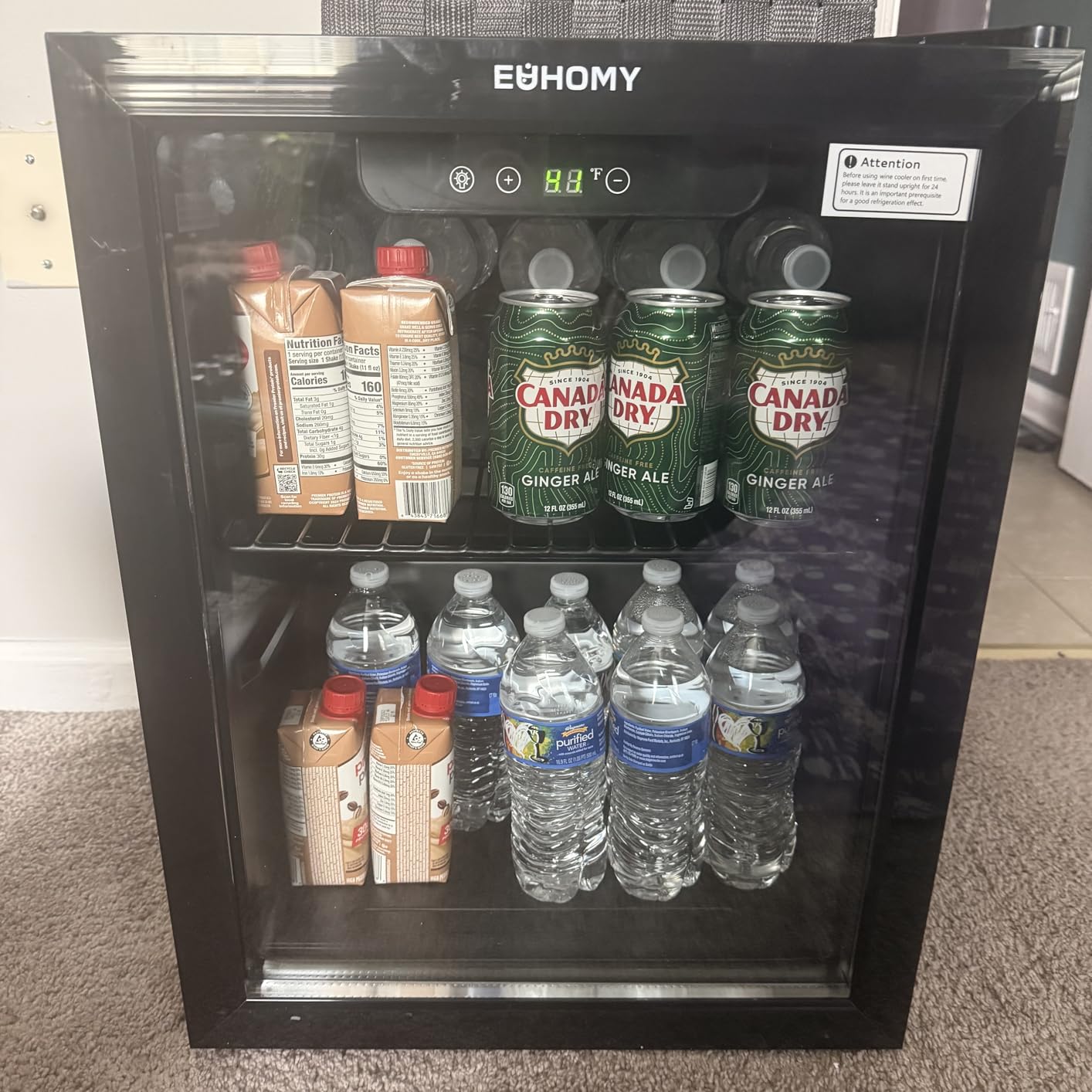 EUHOMY Beverage Refrigerator and Cooler, 128 Can Mini fridge with Glass Door, Small Refrigerator with Adjustable Shelves for Soda Beer or Wine, Perfect for Home/Bar/Office, Silver customer photo 1