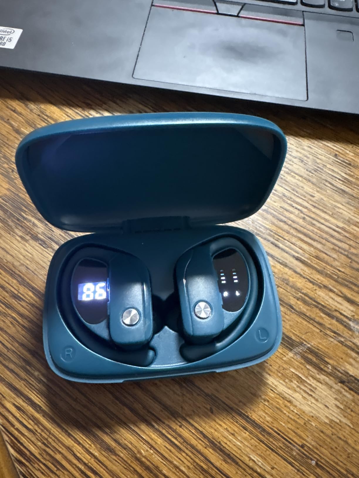 bmani Ear Buds Wireless Earbuds Bluetooth Headphones with 80H Playtime LED Display Case, Over-Ear Hook with Mic, Stereo Sound, Easy Button Controls, Sports Earphones for Running Workout Gym Black customer photo 2