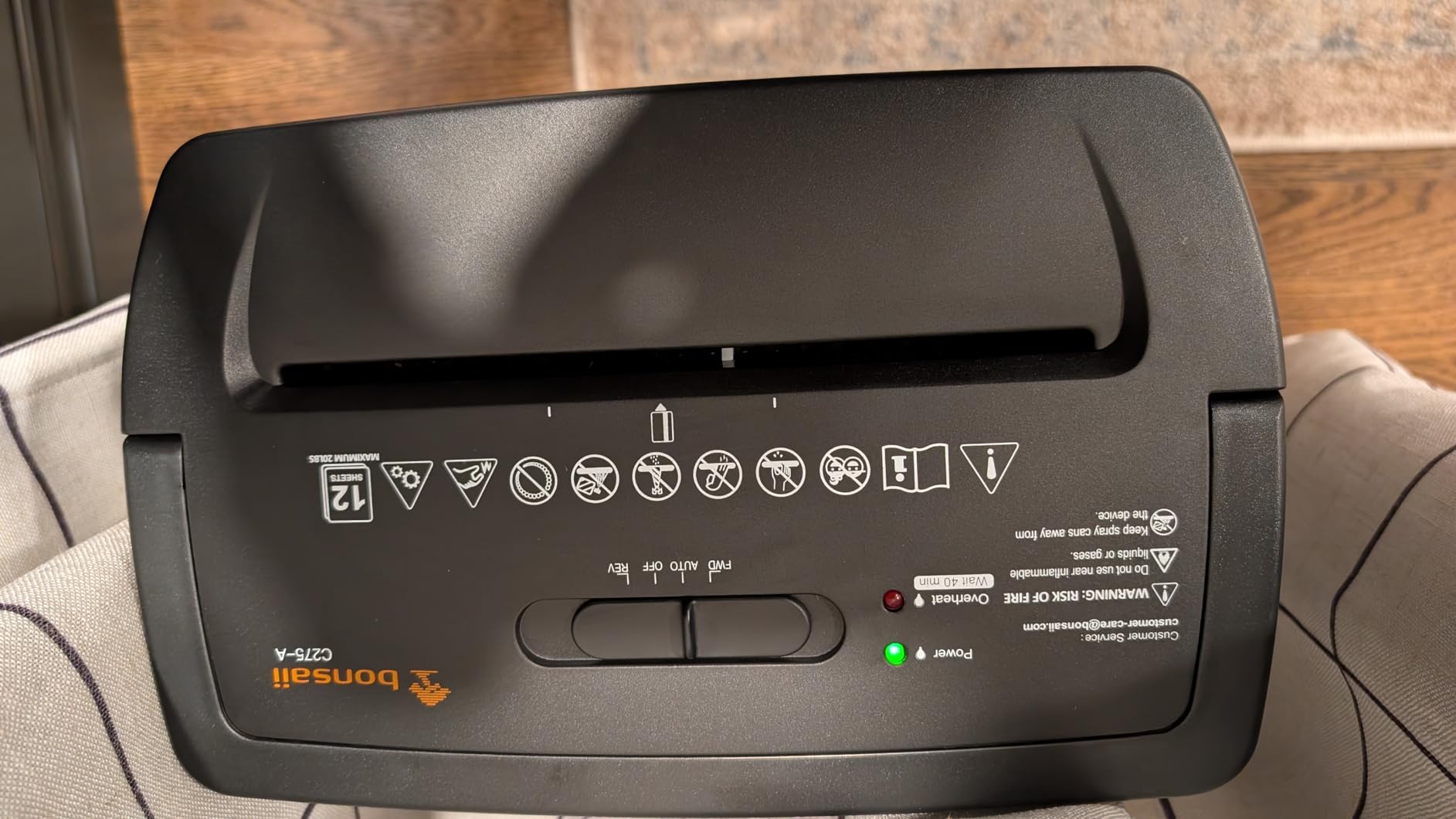 Bonsaii 12-Sheet Cross Cut Paper Shredder, 5.5 Gal Home Office Heavy Duty Shredder for Paper, Credit Card, Mail, Staples, with Transparent Window, High Security Level P-4 (C275-A) customer photo 1