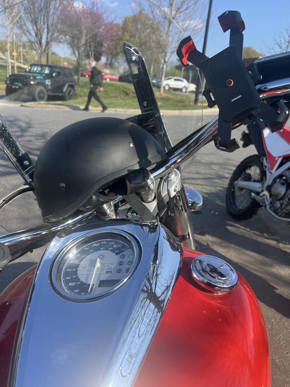 JOYROOM Motorcycle Phone Mount, [1s Auto Lock][100mph Military Anti-Shake] Bike Phone Holder for Bicycle, [10s Quick Install] Handlebar Phone Mount, Compatible with iPhone, Samsung, All Cell Phone customer photo 1