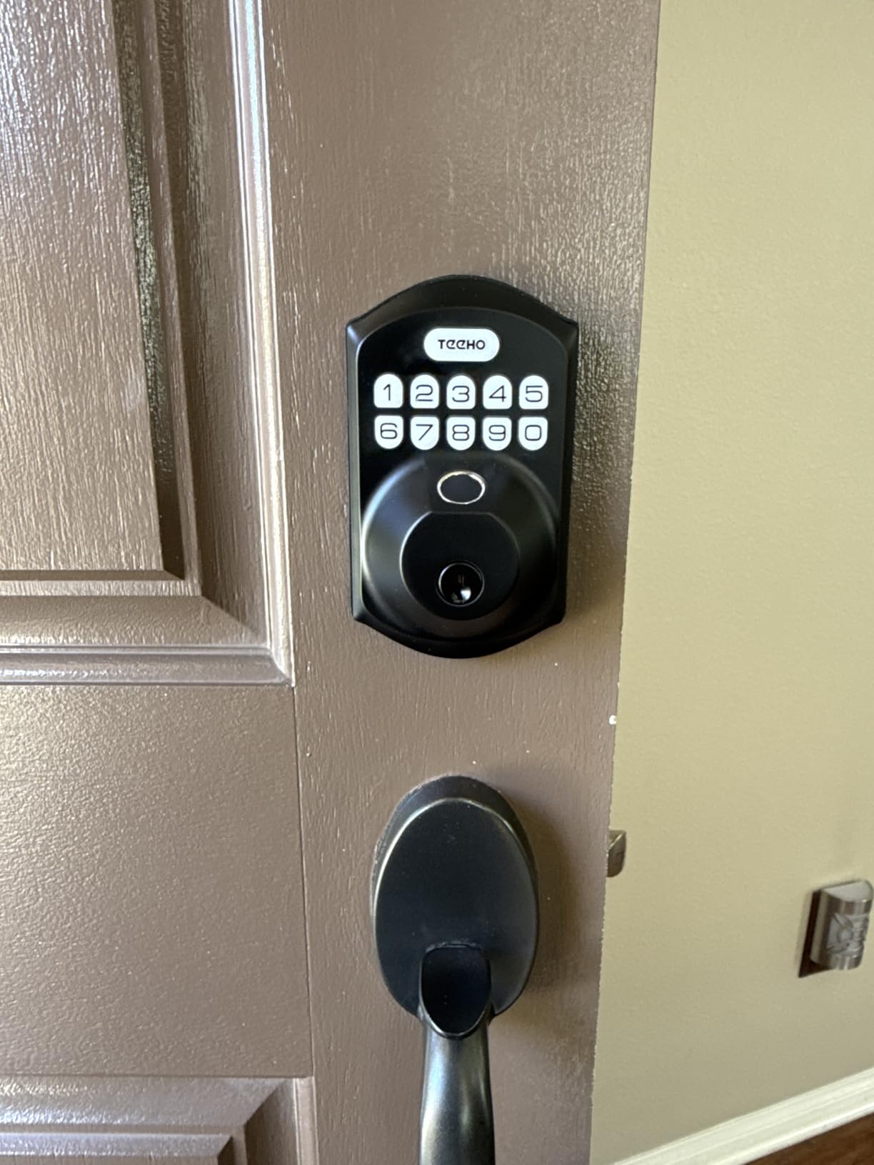 TEEHO TE002 Fingerprint Door Lock - Keyless Entry Electronic Keypad Deadbolt with 2 Backup Keys - Auto Lock - Easy Installation - Smart Locks for Front Door - Matte Black customer photo 2