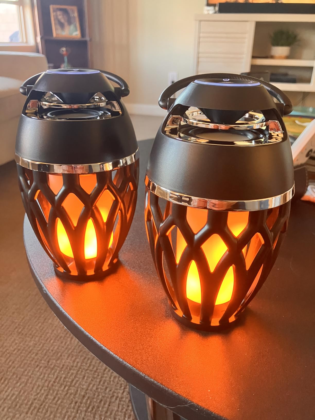 Vanten 2 Packs Outdoor Bluetooth Speakers, Bluetooth 5.0 Led Flame Speaker, IPX5 Waterproof Flame Torch Atmosphere Speaker, Flame Lamp, Gifts for Men Women, Decorations for Party Garden Patio customer photo 2