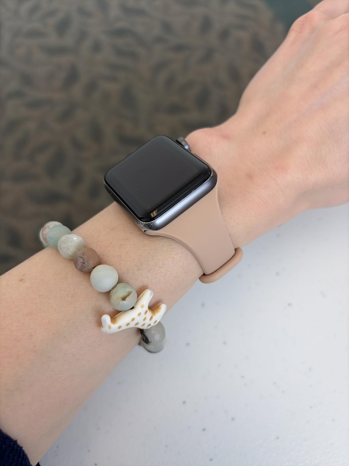 Thin Slim Band Compatible with Apple Watch 38mm 40mm 41mm 42mm 44mm 45mm 46mm 49mm, Replacement Silicone Sport Strap for iWatch Series 11/10/9/8/7/6/5/4/3/2/1 Ultra SE Women Men, Starlight customer photo 2