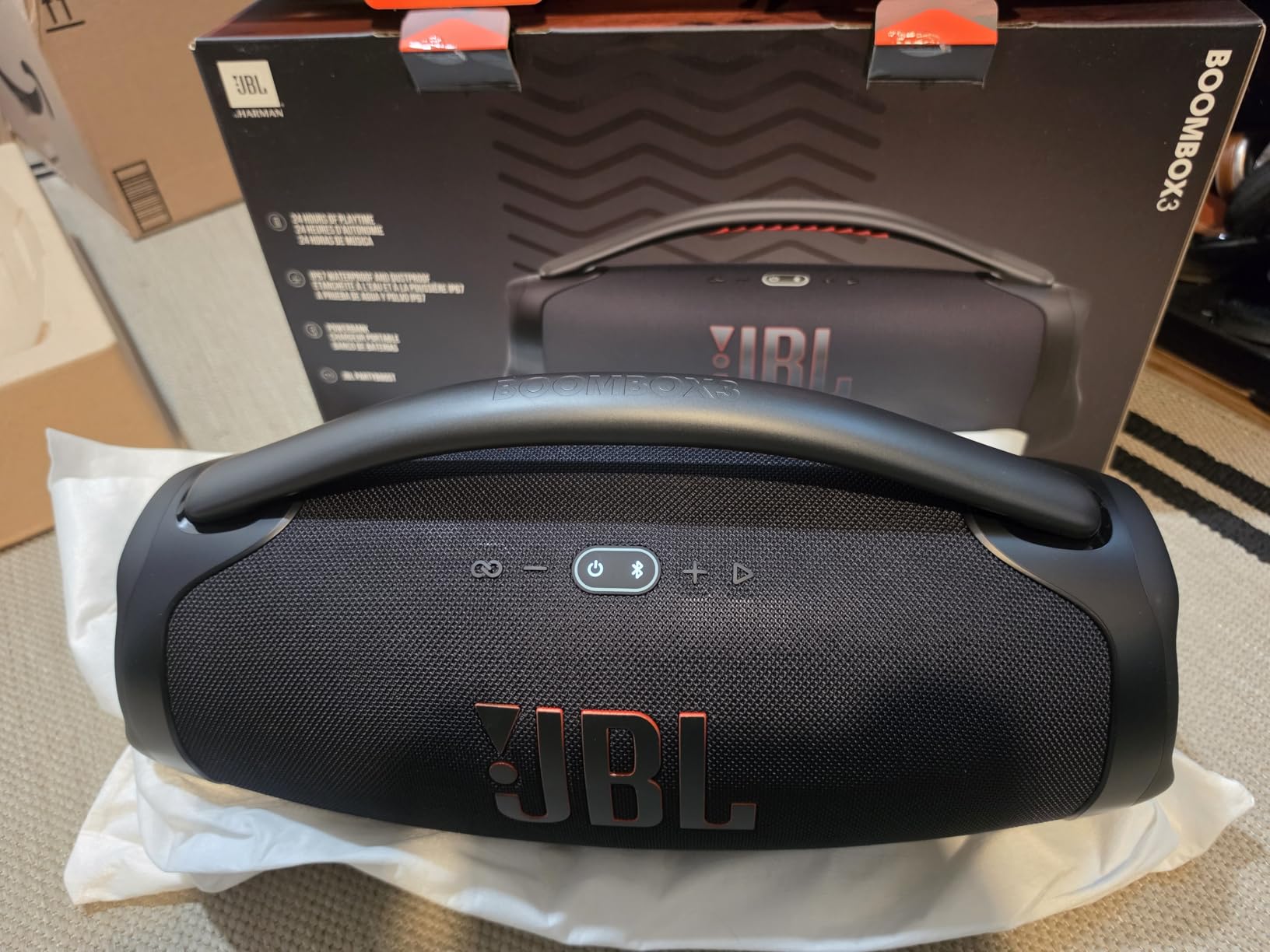 JBL Boombox 3 - Portable Bluetooth Speaker with Massive Sound, Deepest Bass, IPX7 Waterproof, 24H Playtime, PartyBoost customer photo 2