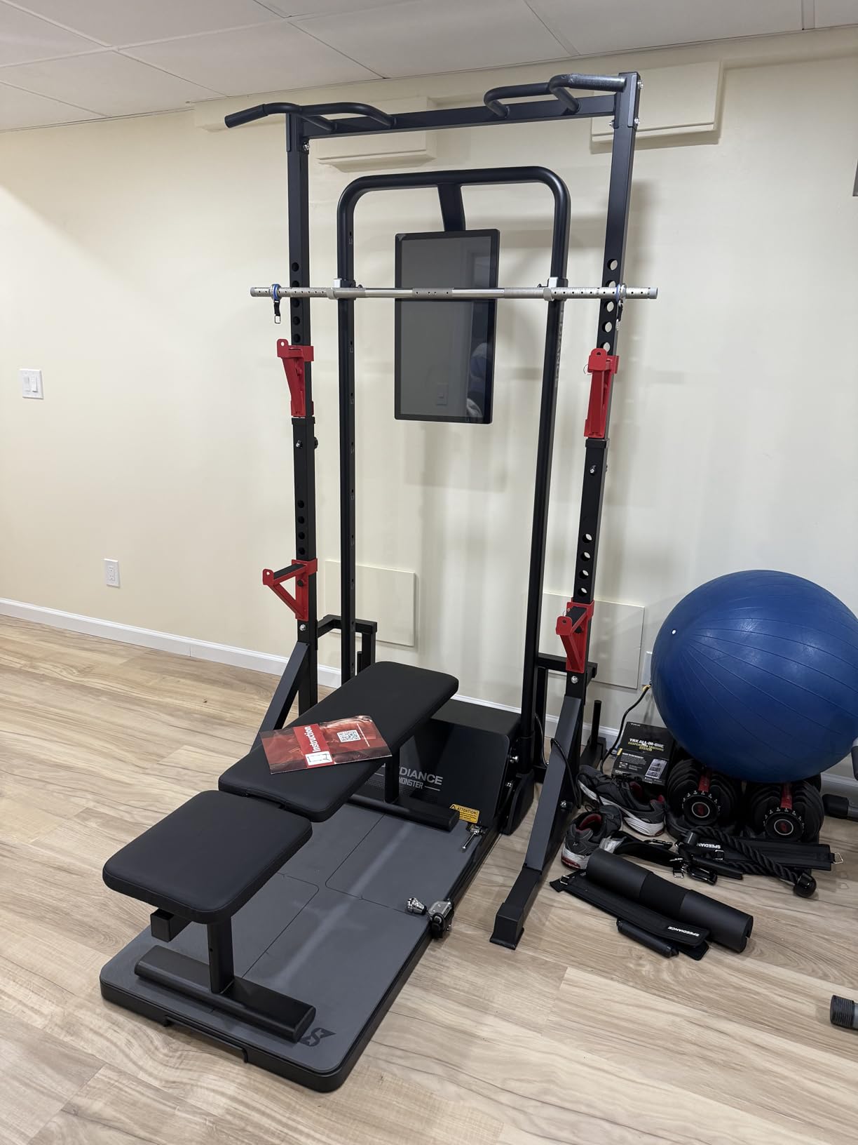 CANPA Multifunction Power Rack with Pull up Bar, Heavy Capacity and Adjustable Squat Stand Rack for Home Gym Equipment, Power Rack Cage customer photo 1
