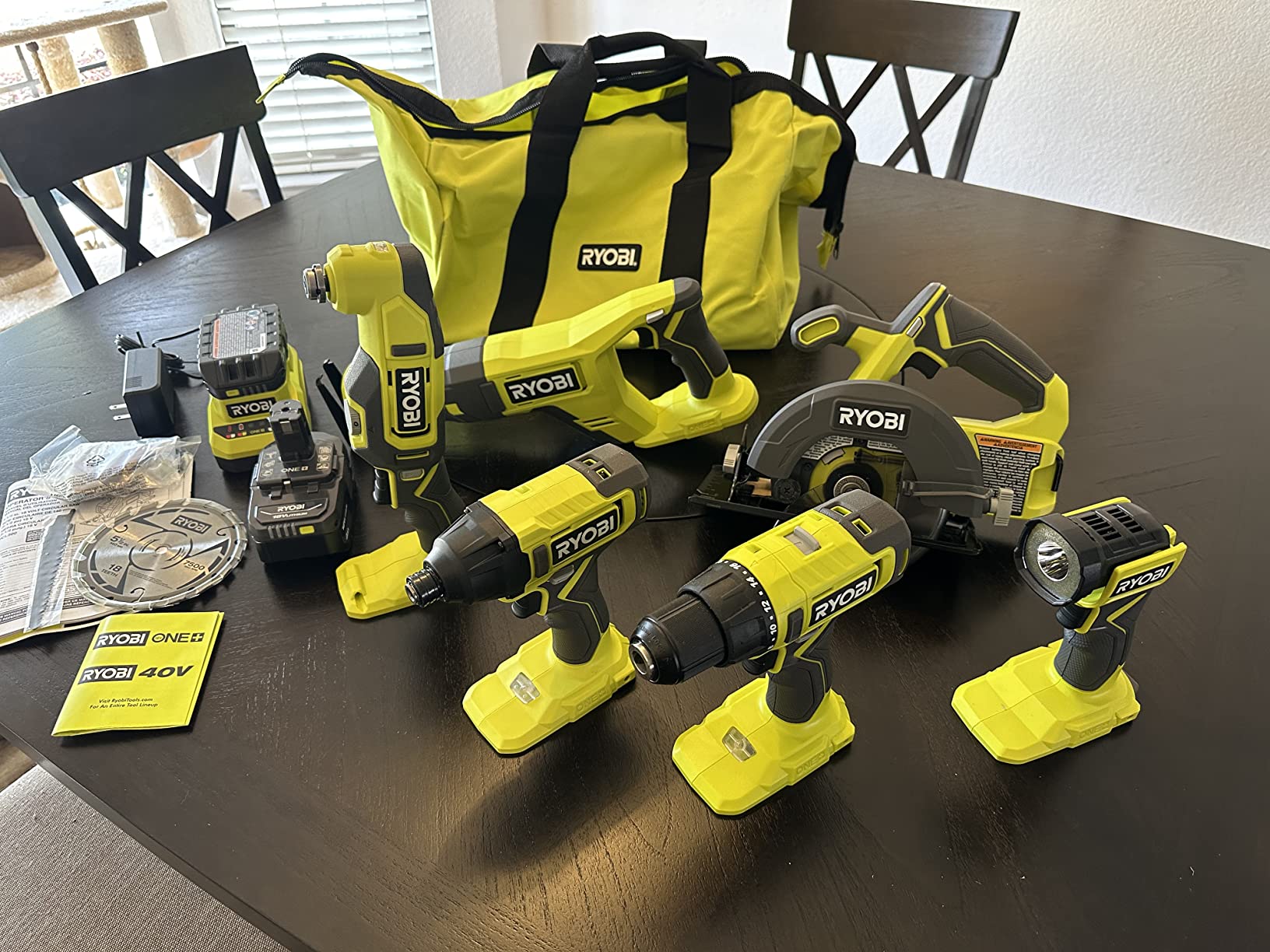 Ryobi ONE+ 18V Cordless 6-Tool Combo Kit with 1.5 AH Battery, 4.0 AH Battery, and Charger customer photo 2