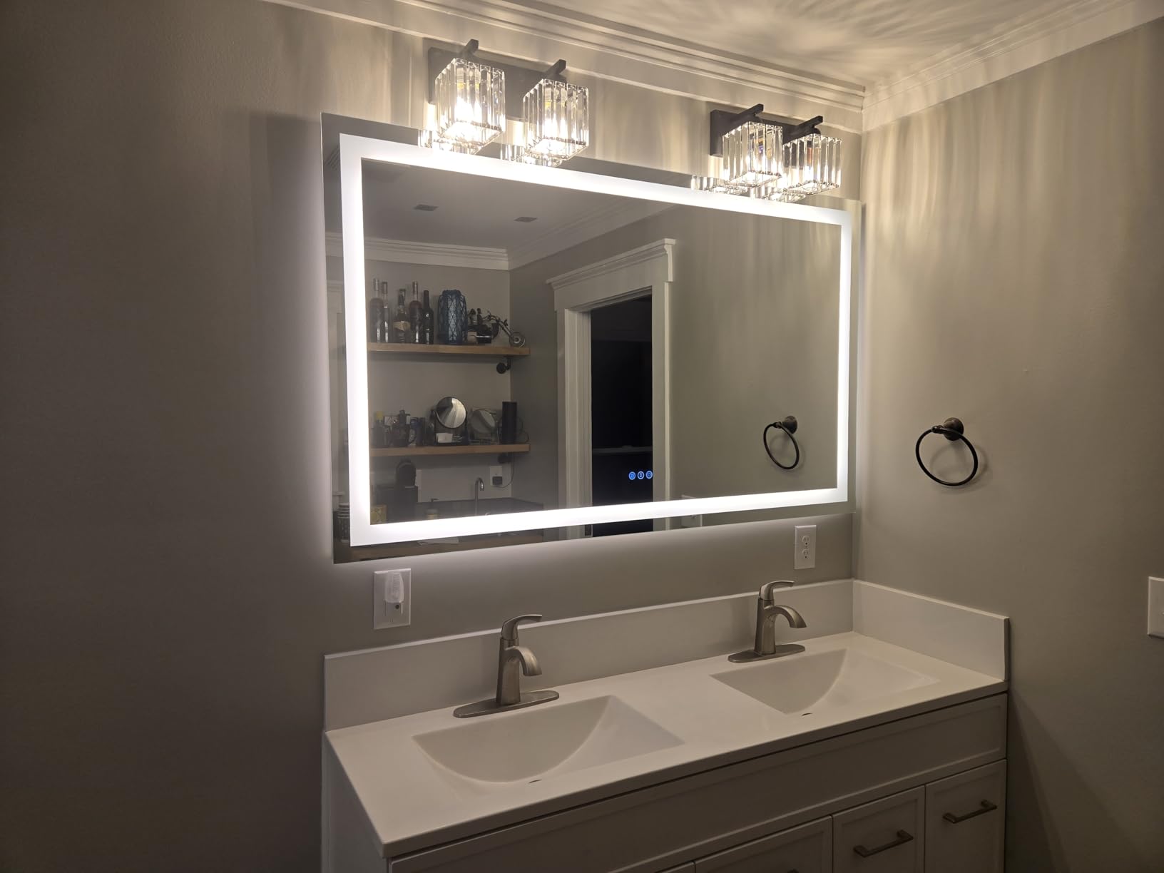 60x36 Inch LED Bathroom Mirror with Lights Front and Backlit Lighted Vanity Mirror for Bathroom Wall with 3 Colors Dimmable Anti-Fog Memory Shatter-Proof IP54 Waterproof Horizontal/Vertical customer photo 1