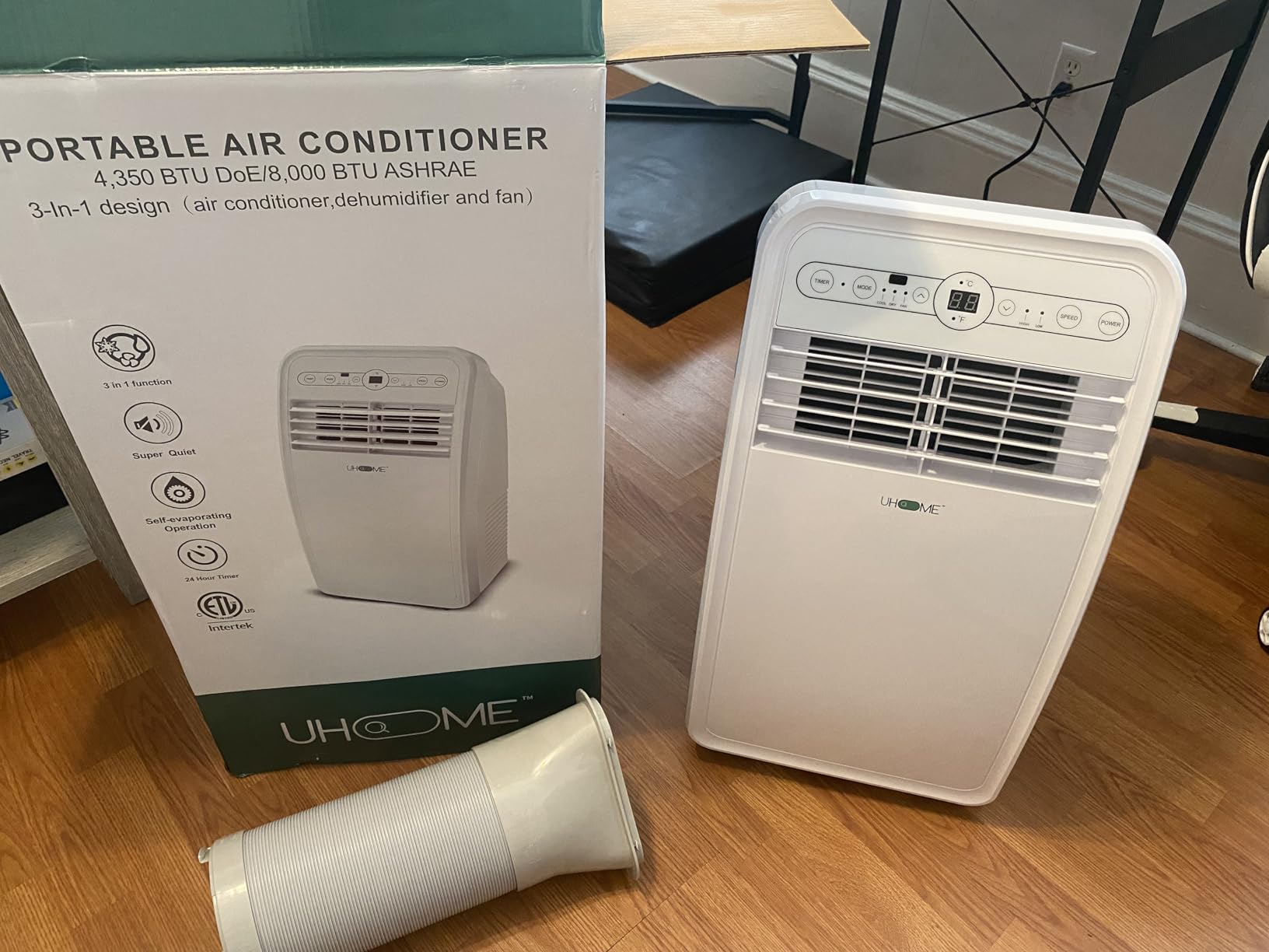 Uhome Portable Air Conditioner, 8000 BTU Compact AC Unit with Cooling, Dehumidifier, Fan, Remote Control and Window Mount Kit Included, White customer photo 2